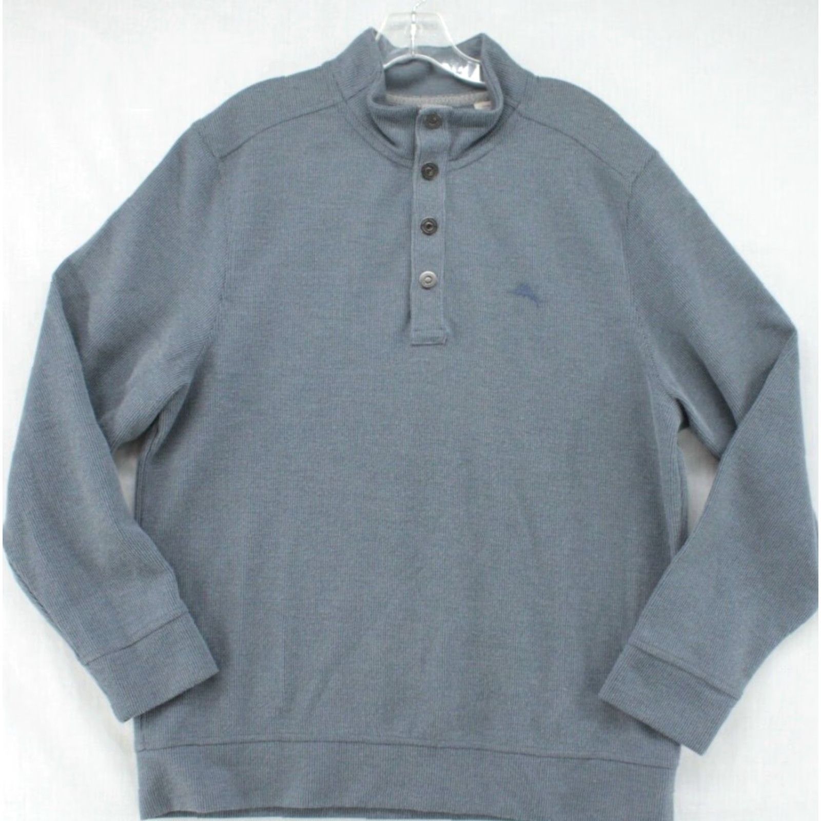 Tommy Bahama Tommy Bahama Ribbed Sweater Men's Medium Gray 1/4 Snap Mock Work Modern Outdoors Size US M / EU 48-50 / 2 - 2 Thumbnail