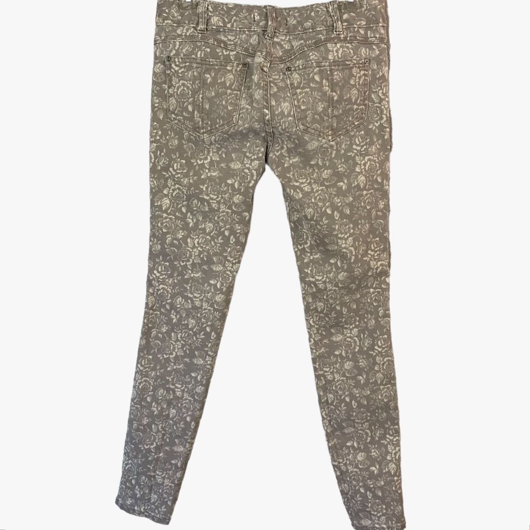 Free People Free People Floral Print Skinny Jeans Womens 26 Gray Stretch Denim Pants Size 26" / US 2 / IT 38 - 3 Thumbnail