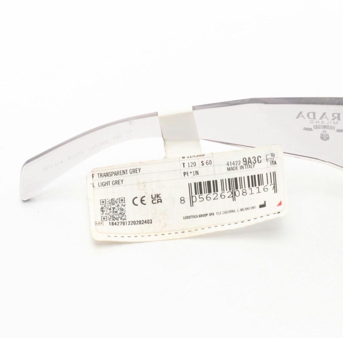 Prada Prada PR A14S Wrap Sunglasses in Transparent Grey with Tag Size ONE SIZE - 5 Thumbnail