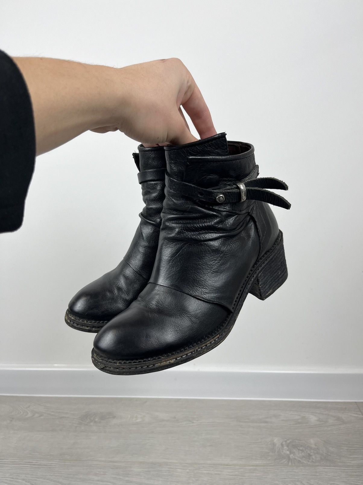 A.S.98 × Leather Airsteps A.S. 98 Black Leather Heel Zip Avante Garde Boots Size US 7 / IT 37 - 2 Thumbnail