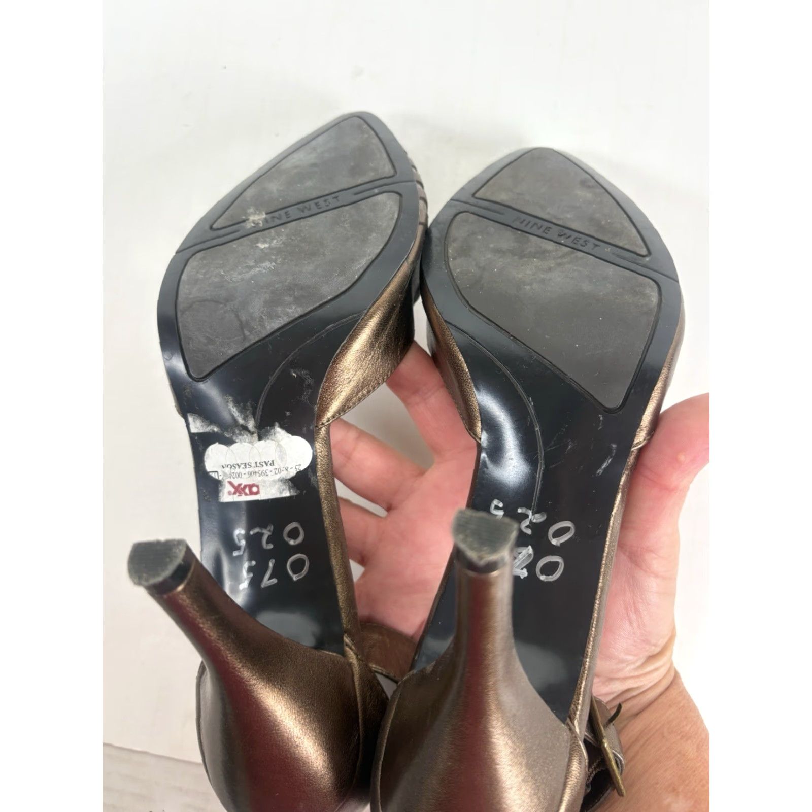 Nine West Nine West Bronze Leather Slingback Pointed Toe Heels 4in Womens Size 7.5M Size US 8 / IT 38 - 7 Thumbnail