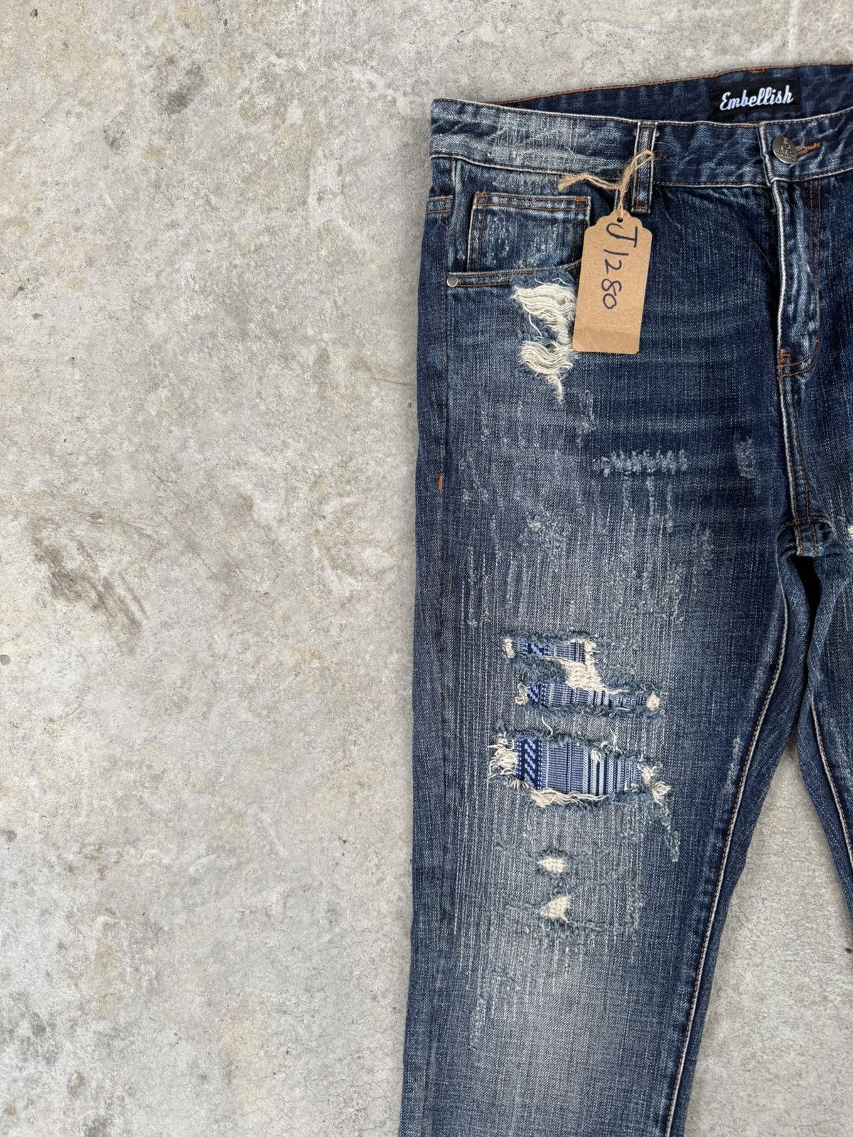 Embellish Japanese Embellish Boro Patchwork Distressed Slim Jeans Size US 34 / EU 50 - 4 Thumbnail