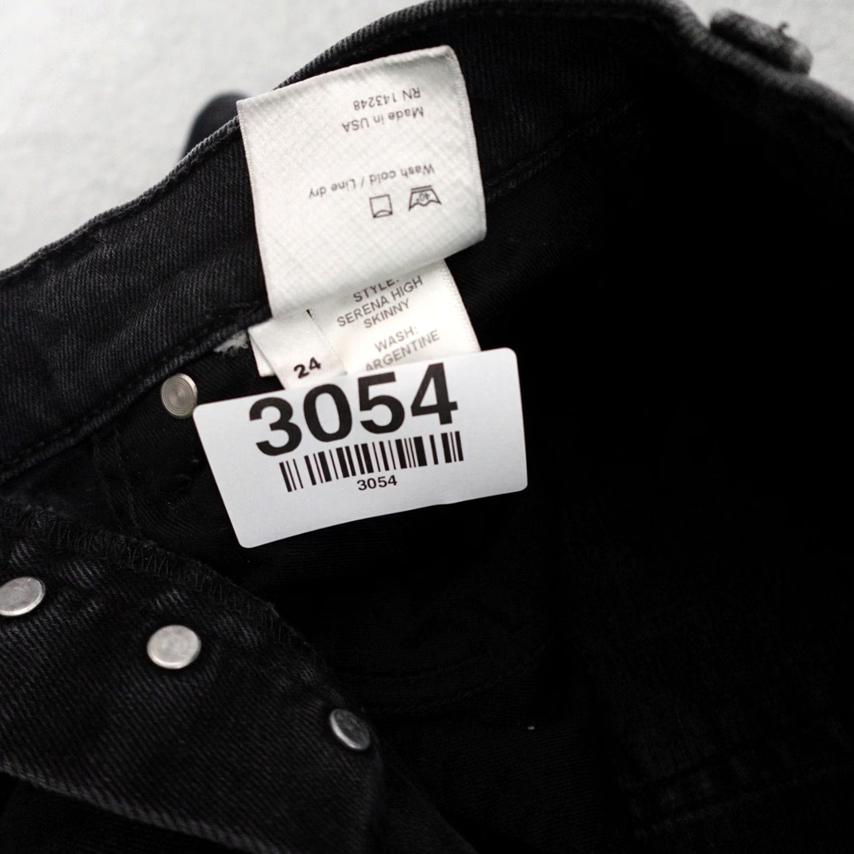Reformation VINTAGE Reformation Jeans Womens 24 Black Button Fly Serena High Skinny Denim 24x29 Size 42" / US 20 - 4 Thumbnail