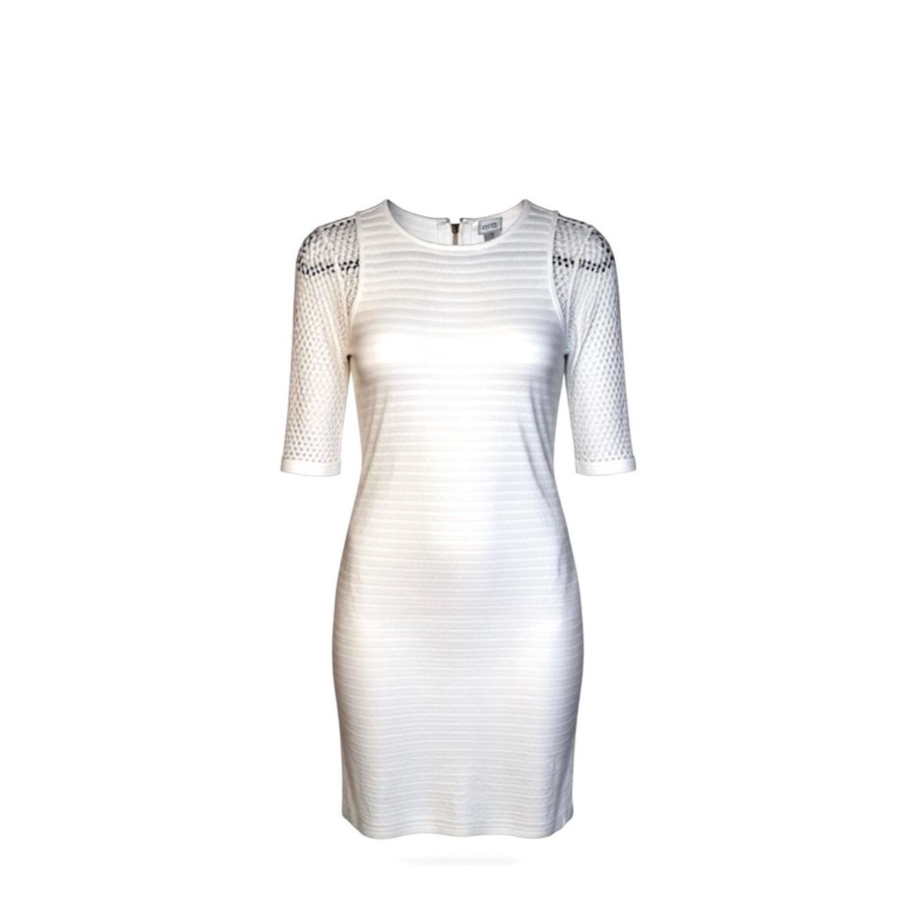 Other Cache White Ribbed Sheath Midi Dress | Textured Knit Size M / US 6-8 / IT 42-44 - 1 Thumbnail
