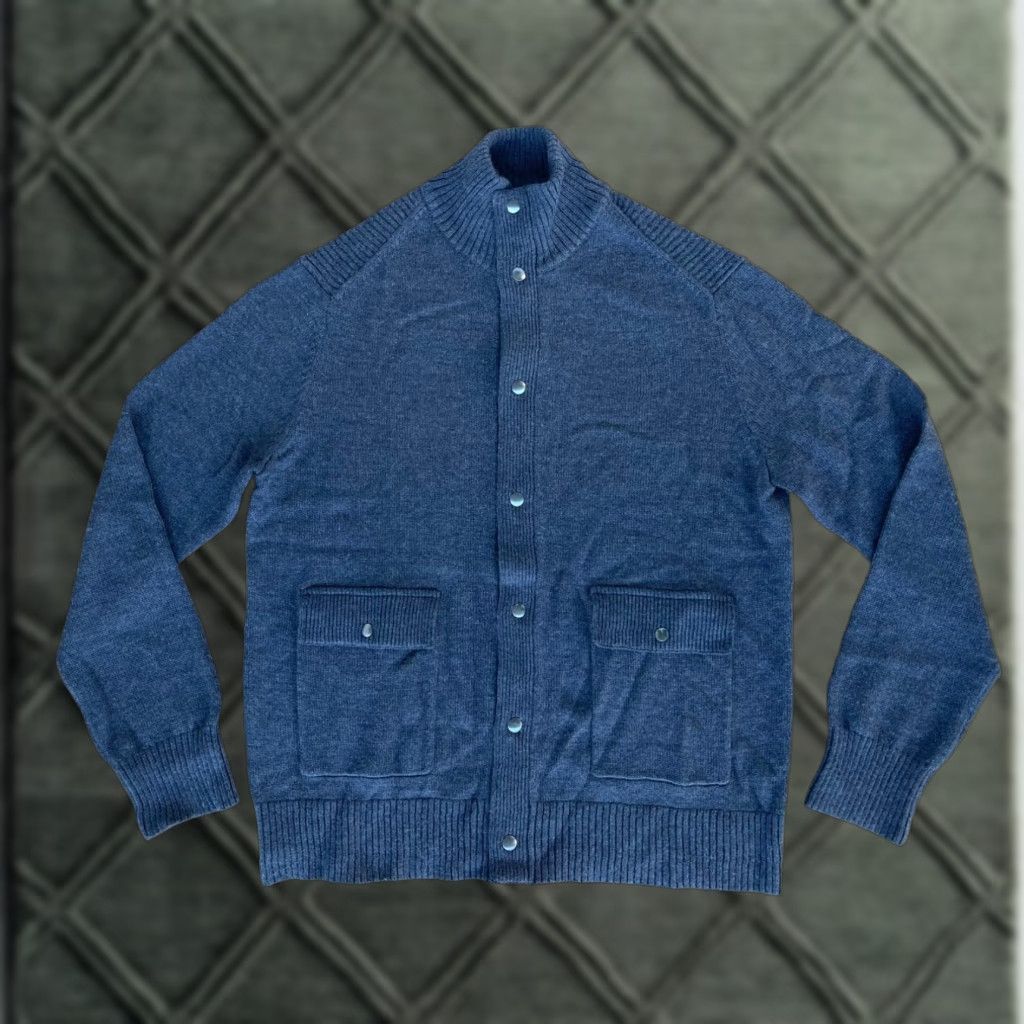 Banana Republic Merino Wool Knit Jacket Men’s XL Gray Snap Front Pockets Classic Outdoor