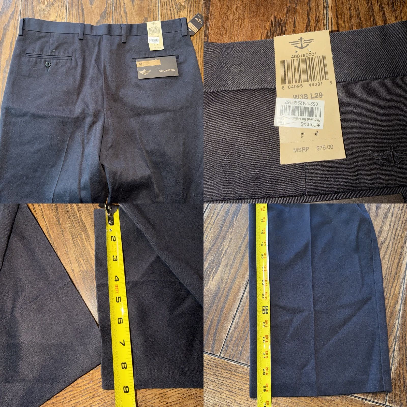 Dockers DOCKERS D3 Classic Fit Pleated 100% Cotton Mens Dress Pants 38x29 Black New Size US 38 / EU 54 - 8 Thumbnail