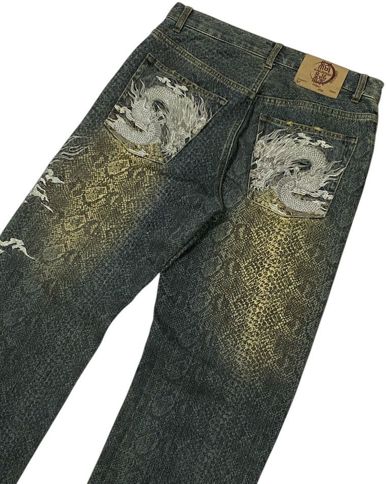 Karakuri Tamashii Karakuri Tamashi Dragon Embroidery Snake Skin Pattern Denim Size US 30 / EU 46 - 8 Thumbnail