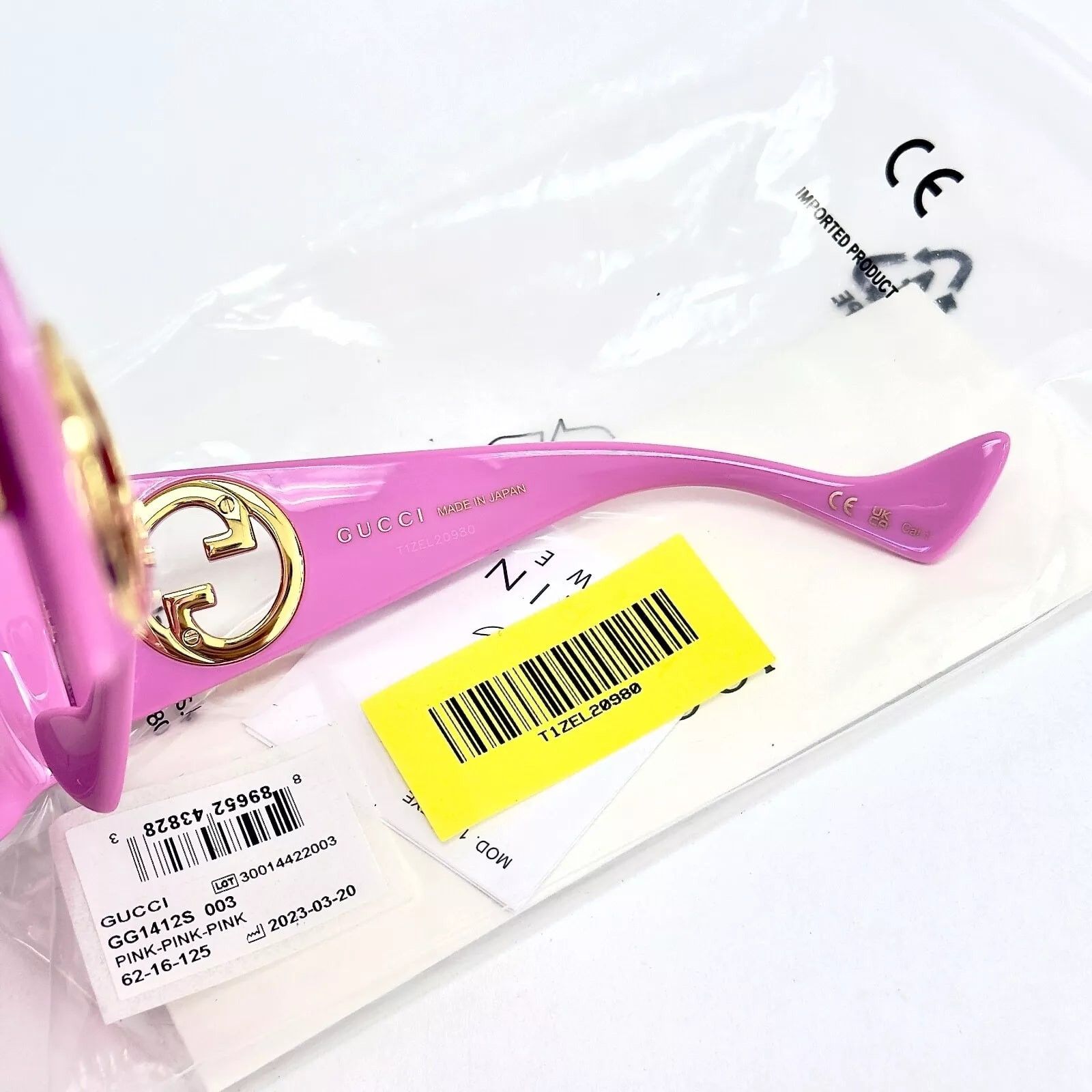 Gucci GUCCI 1412 Pink Gold Logo Gg1412S Geometric Sunglasses 003 Size ONE SIZE - 2 Thumbnail