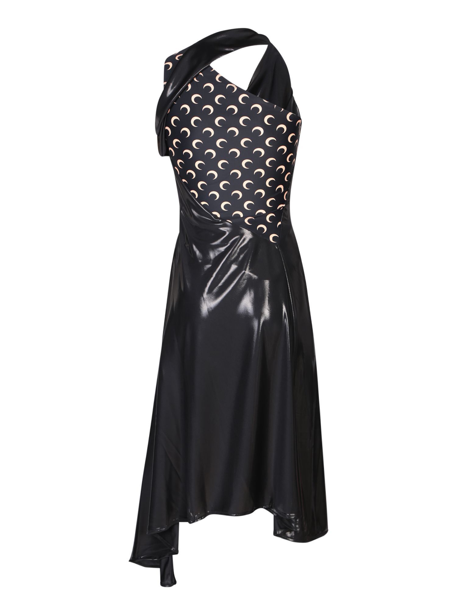 Marine Serre o1s22i1n0225 Regenerated Jersey Asymmetrical Dress in Black Size M / US 6-8 / IT 42-44 - 2 Thumbnail
