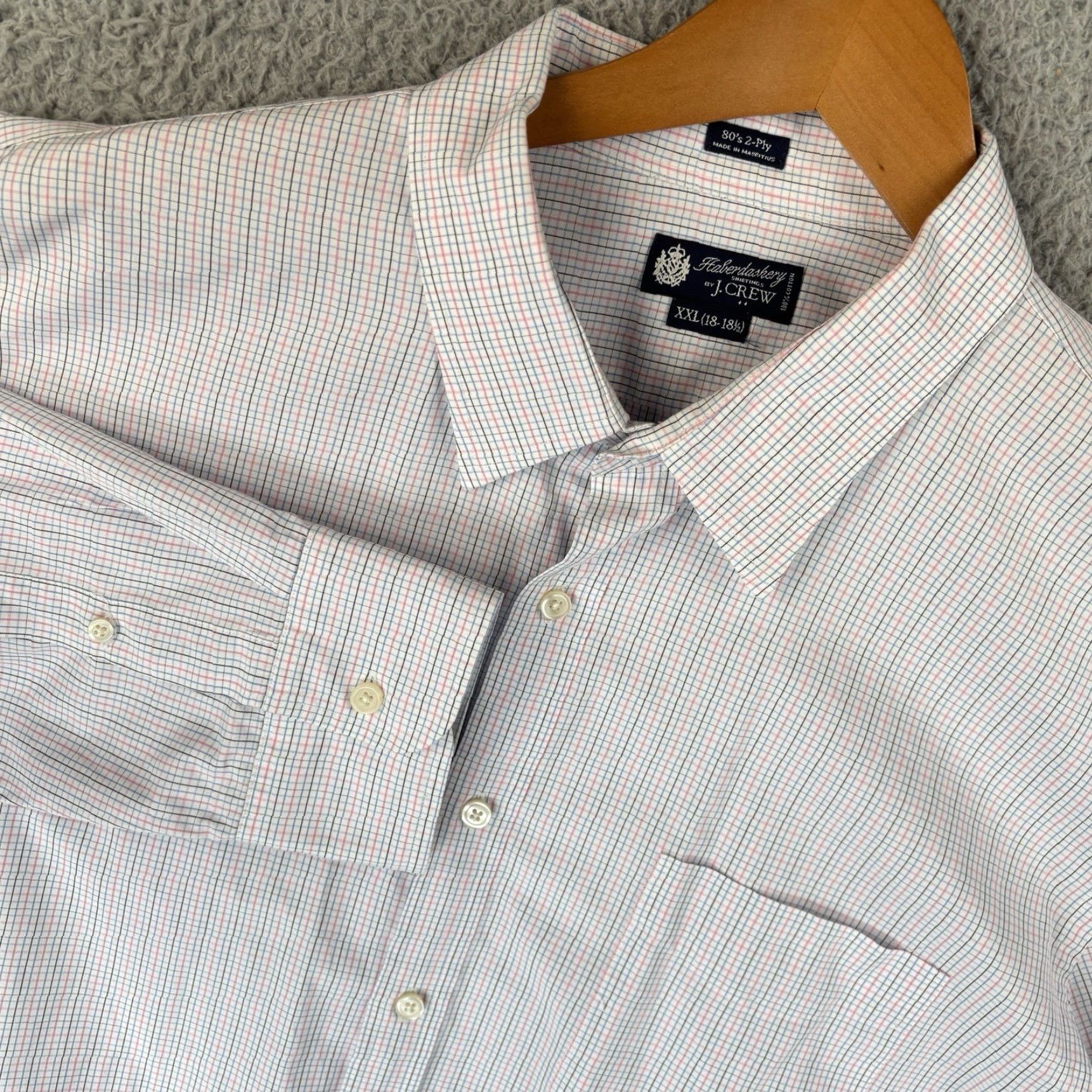J.Crew J.CREW Haberdashery Shirt Mens 2XL 18-18.5 Cotton 80s 2 Ply Check Button Collared Pocket Twill Dress Shirt Mens Regular Long Sleeve Multicolor 80s Size US XXL / EU 58 / 5 - 2 Thumbnail