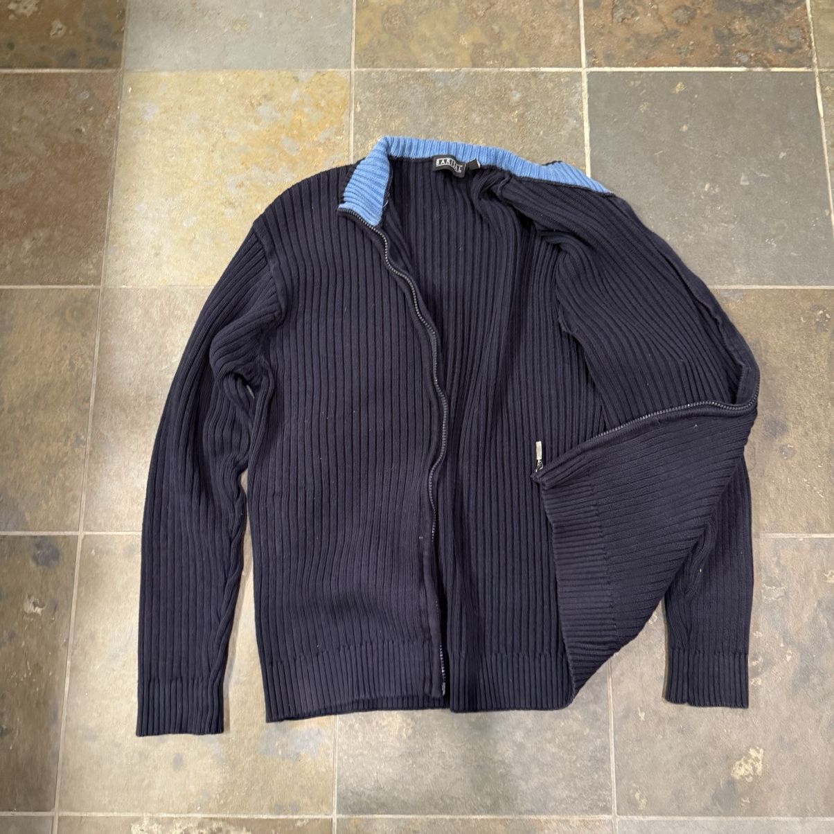 Vintage Vintage Barisal Navy blue zip-up sweater with blue collar Size US L / EU 52-54 / 3 - 3 Thumbnail