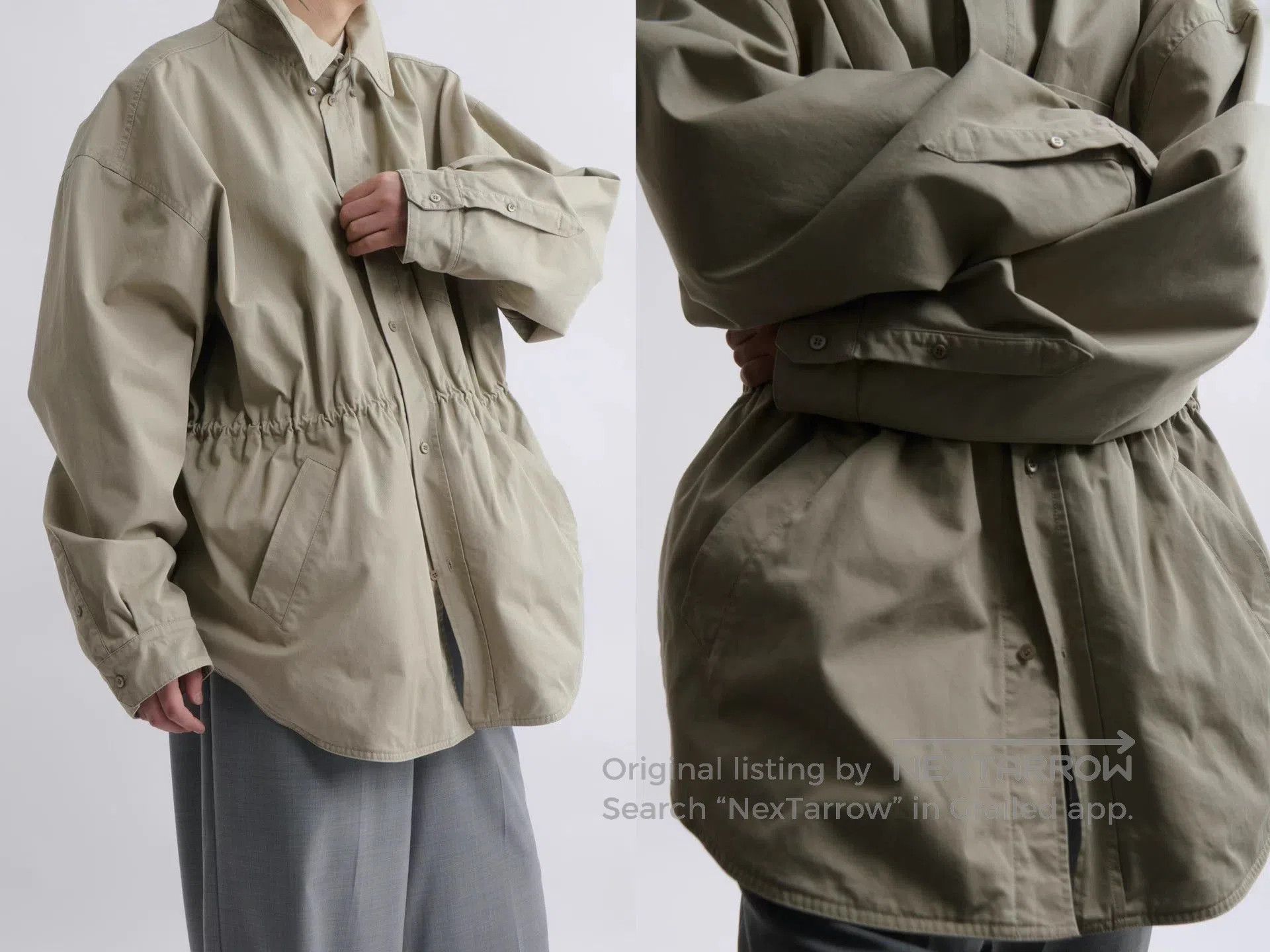 Balenciaga Beige Hooded Light Jacket with Drawstring Waist. Size US S / EU 44-46 / 1 - 6 Thumbnail