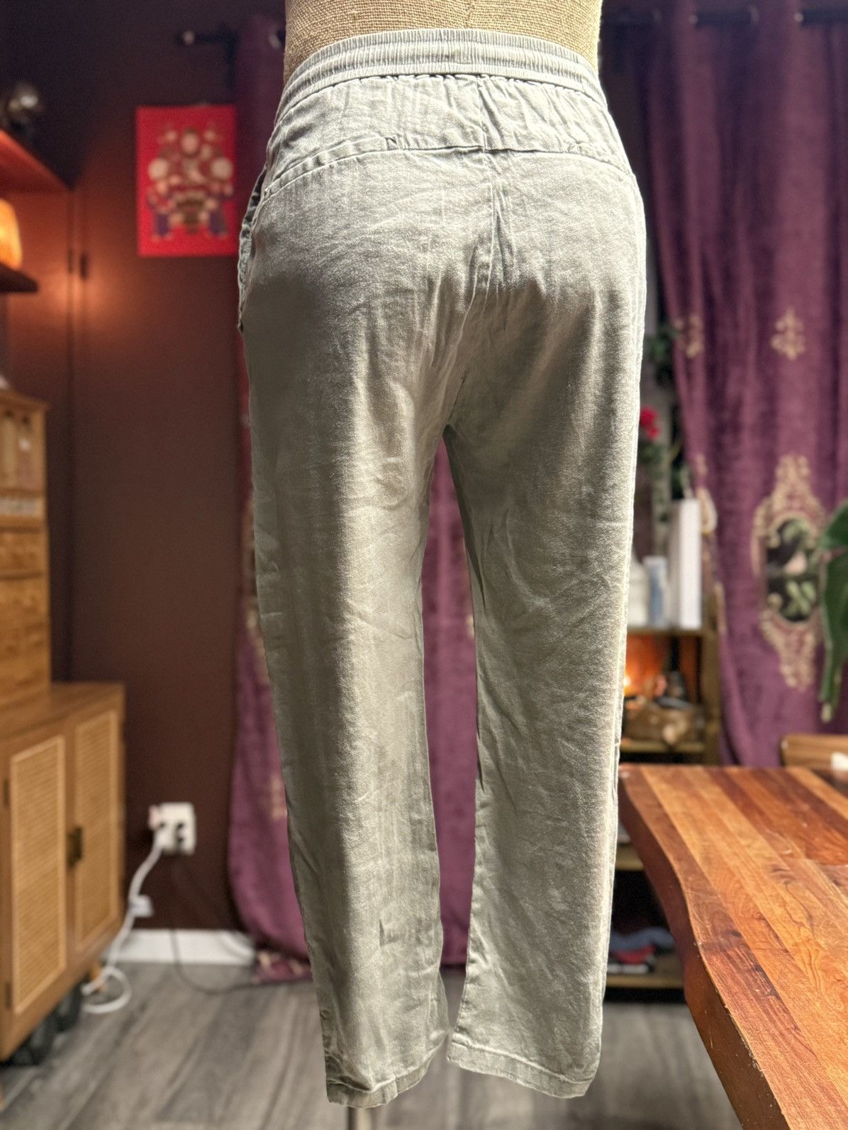 Other Washed Olive Linen-Blend Jogger Pants Size US 29 - 6 Thumbnail