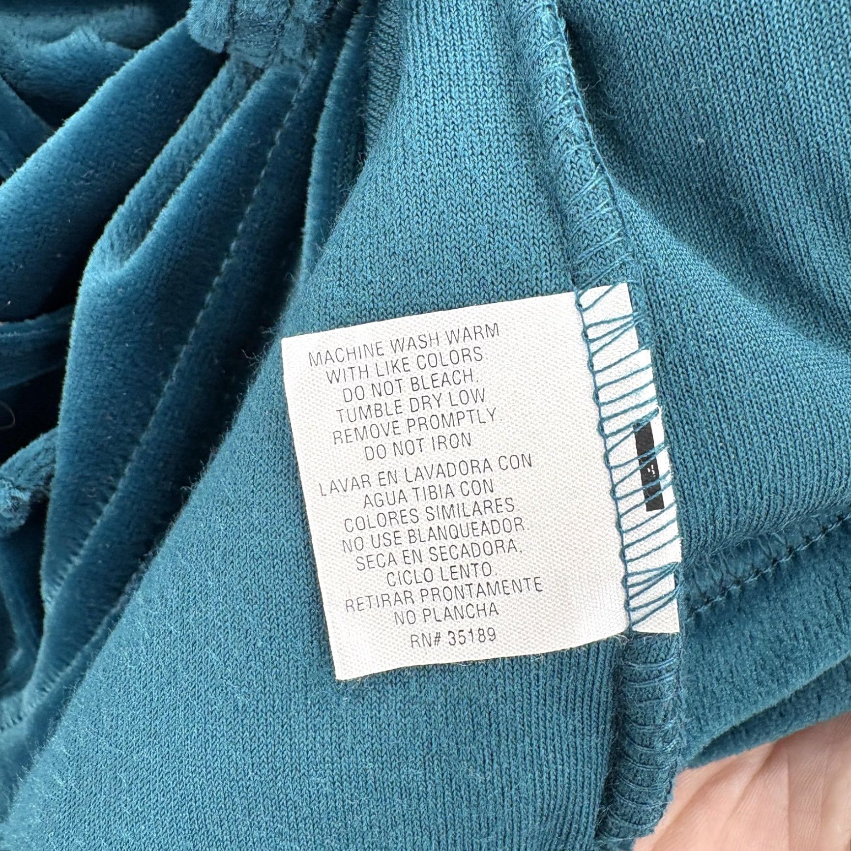 Velour Kathy Ireland Blouse Womens Large Blue Teal Velour Scoop Neck Long Sleeve VTG Size L / US 10 / IT 46 - 6 Thumbnail
