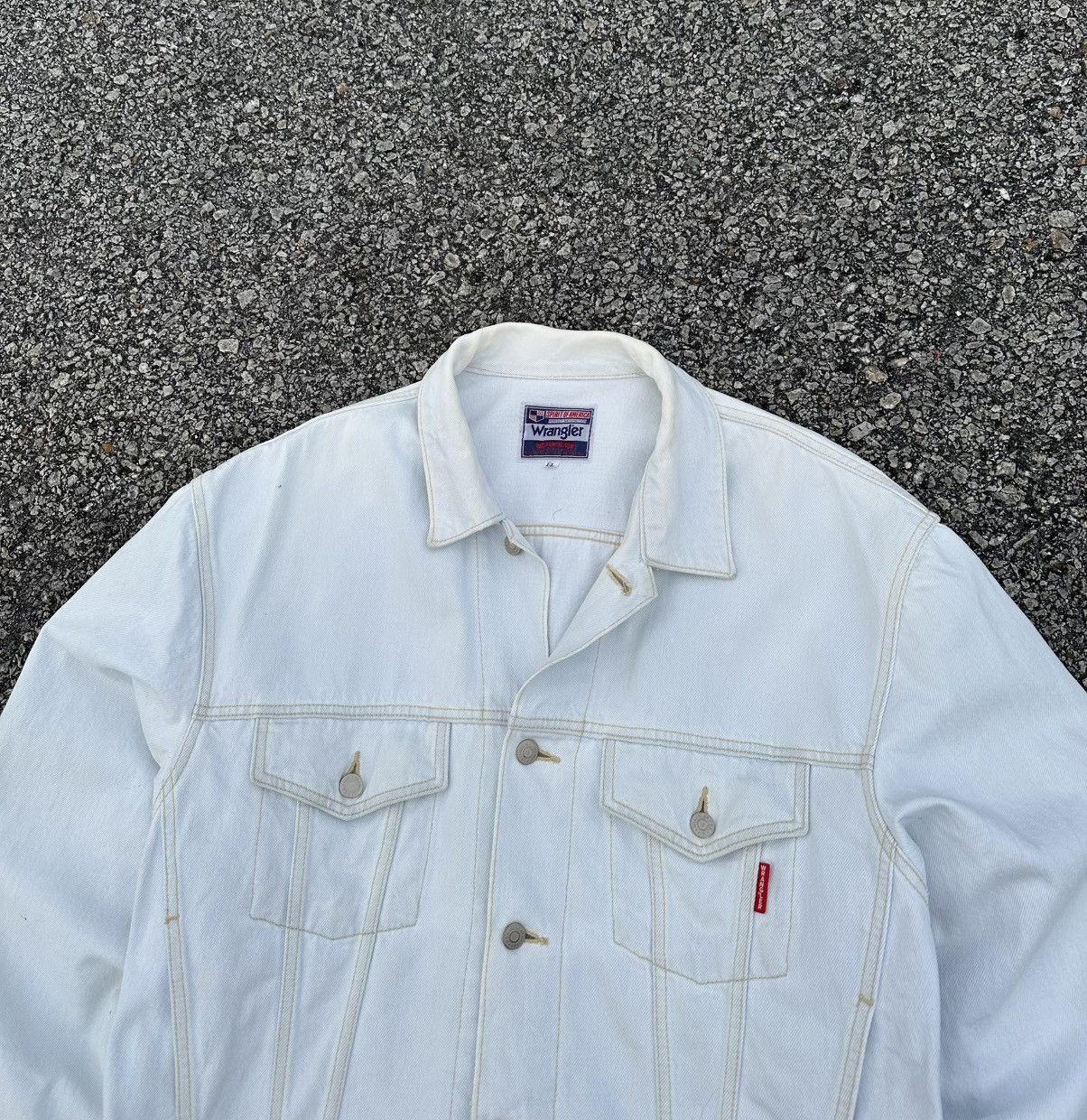 Wrangler 👹Vintage Wrangler White Trucker Jacket Size US L / EU 52-54 / 3 - 3 Thumbnail