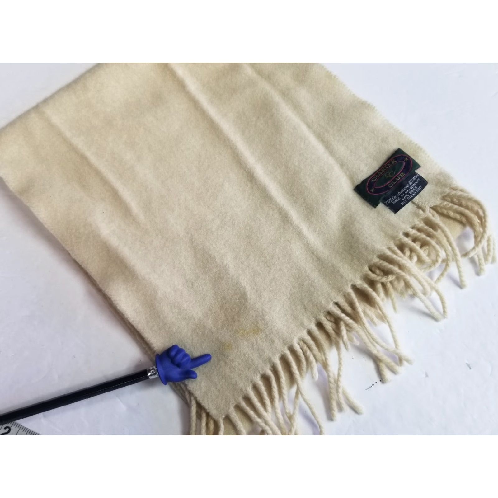 Charter Club Charter Club Scarf Rectangle Scarf Women 11x49 Beige Cashmere Wool Fringe Size ONE SIZE - 5 Thumbnail