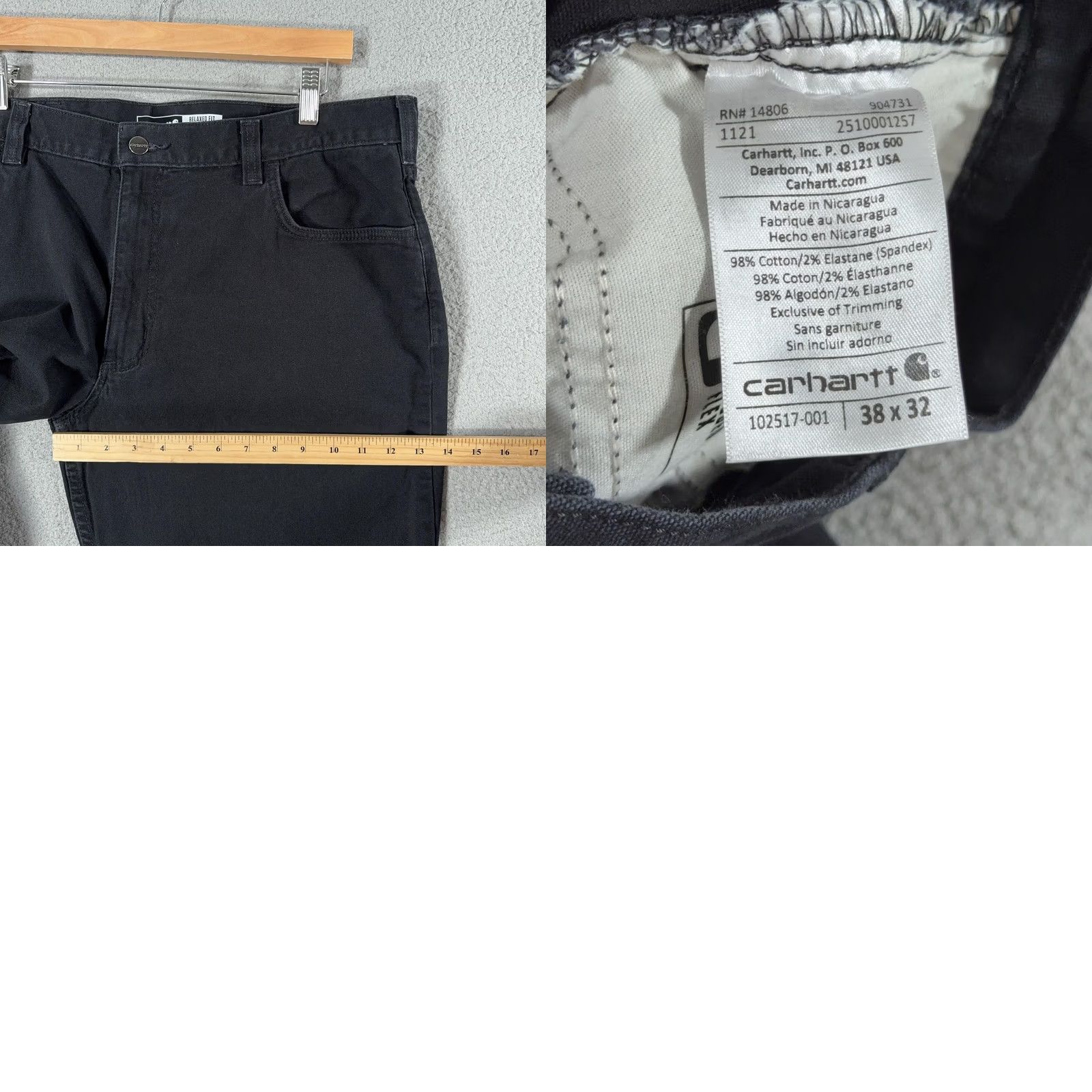 Carhartt Carhartt Rugged Flex Rigby Mens 38x31 Black Canvas 5 Pocket Relaxed Fit Pants Size US 38 / EU 54 - 9 Thumbnail