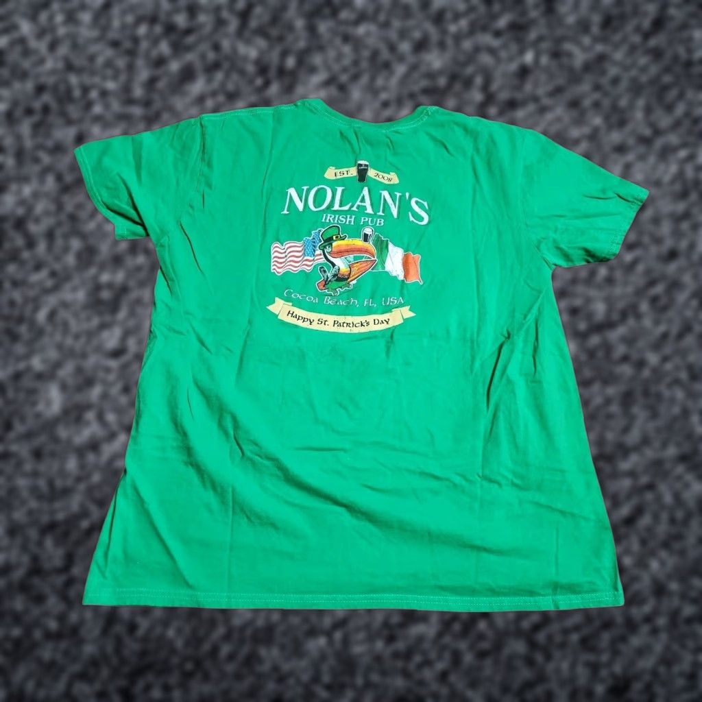 Gildan VINTAGE Gildan Men's XL T-Shirt Double-Sided Pub Brewery Irish Toucan_short Sleeve Green Cotton 2000s Size US XL / EU 56 / 4 - 1 Thumbnail