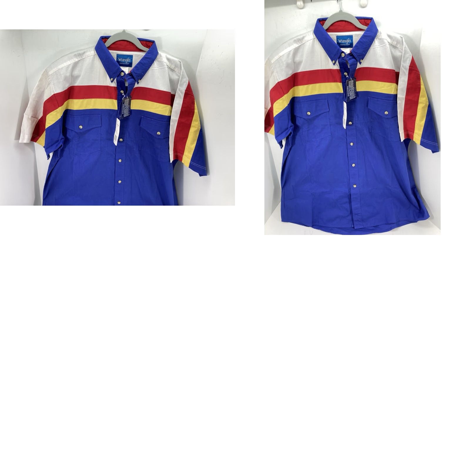 Wrangler VINTAGE Wrangler Bonanza Rodeo Shirt Men XL Stripe Short Sleeve Button Heavy Cotton Western NWT Size US XL / EU 56 / 4 - 9 Thumbnail