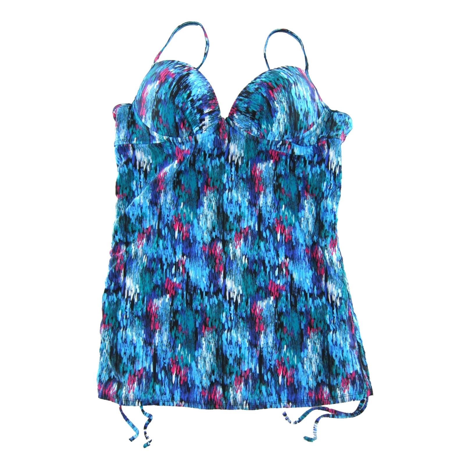Spanx Love Your Assets Spanx Tankini Top Women XL Blue Padded Built-In Bra Geometric Tank Swim Top Beach 2000s? Size XL / US 12-14 / IT 48-50 - 2 Thumbnail