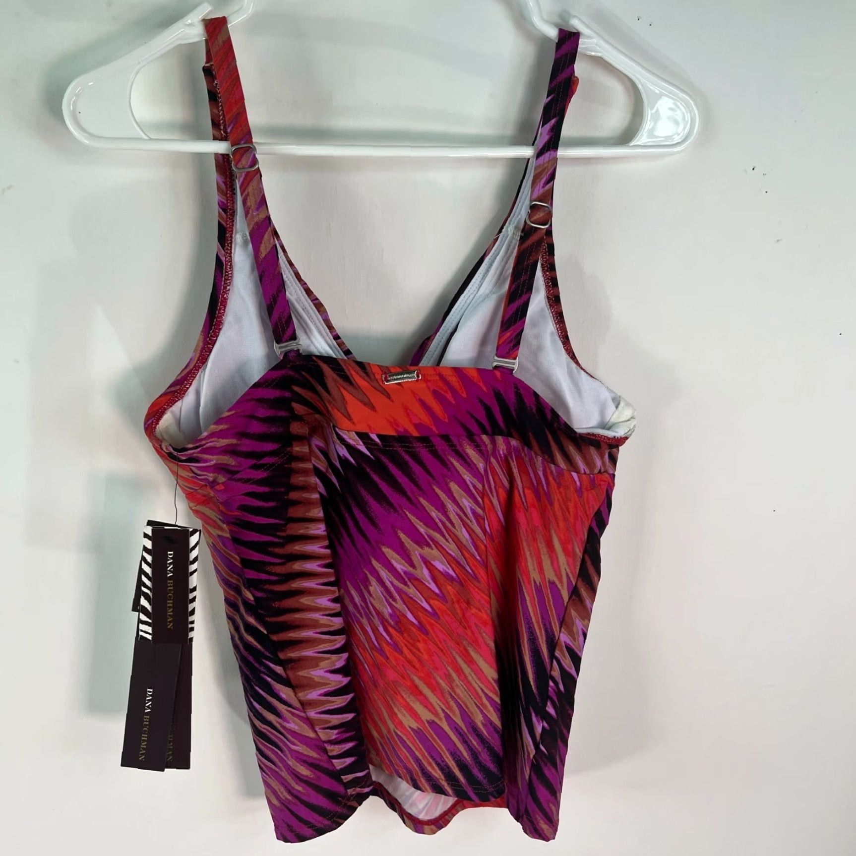 Vintage Dana Buchman Misses Geometric Print Padded Purple Pink Multi Tankini Top Women Size 10 Size L / US 10 / IT 46 - 4 Thumbnail