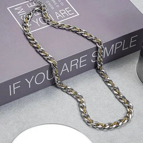 Designer × Jewelry Titanium Steel Link Chain Necklace for Men Women Size ONE SIZE - 2 Thumbnail