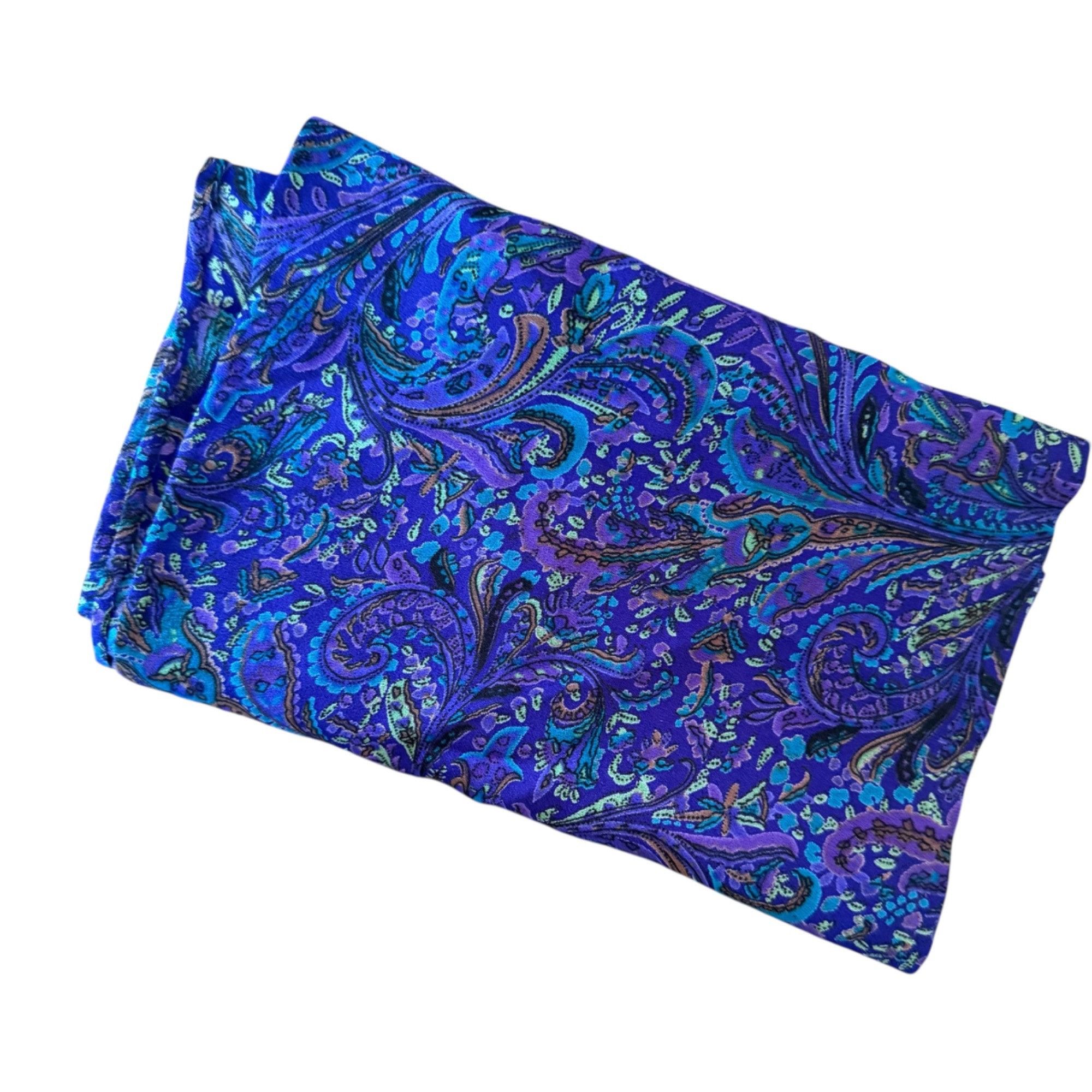 Vintage Vintage Vibrant Ornate Purple Paisley Motif Scarf Ascot Tie Size ONE SIZE - 2 Thumbnail