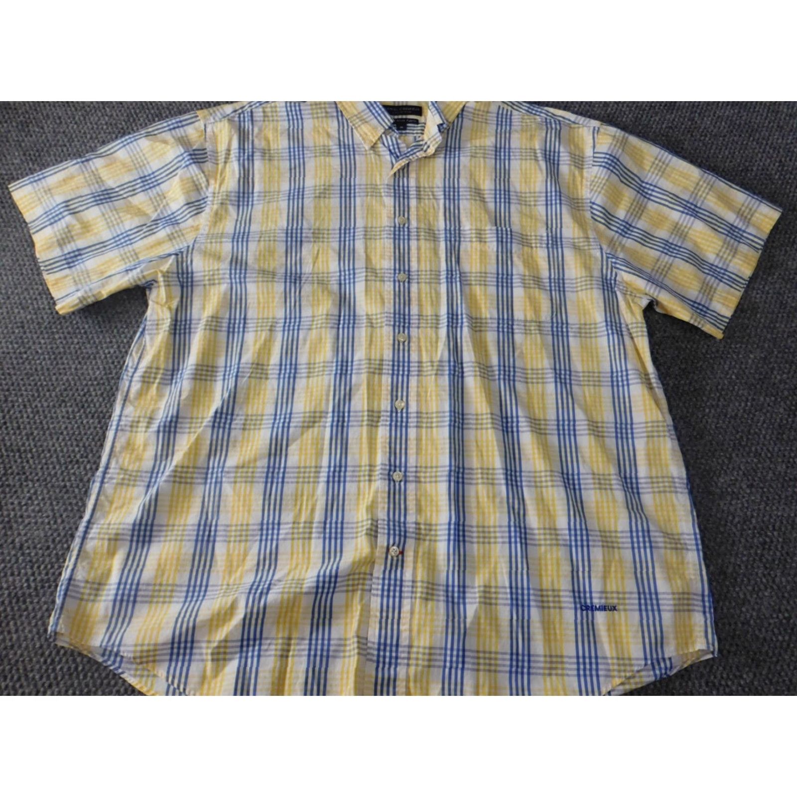 Cremieux Daniel Cremieux Mens Shirt XL Yellow Plaid Button-Up Knit Cotton Regular Short Sleeve Collared Button-Down Size US XL / EU 56 / 4 - 2 Thumbnail