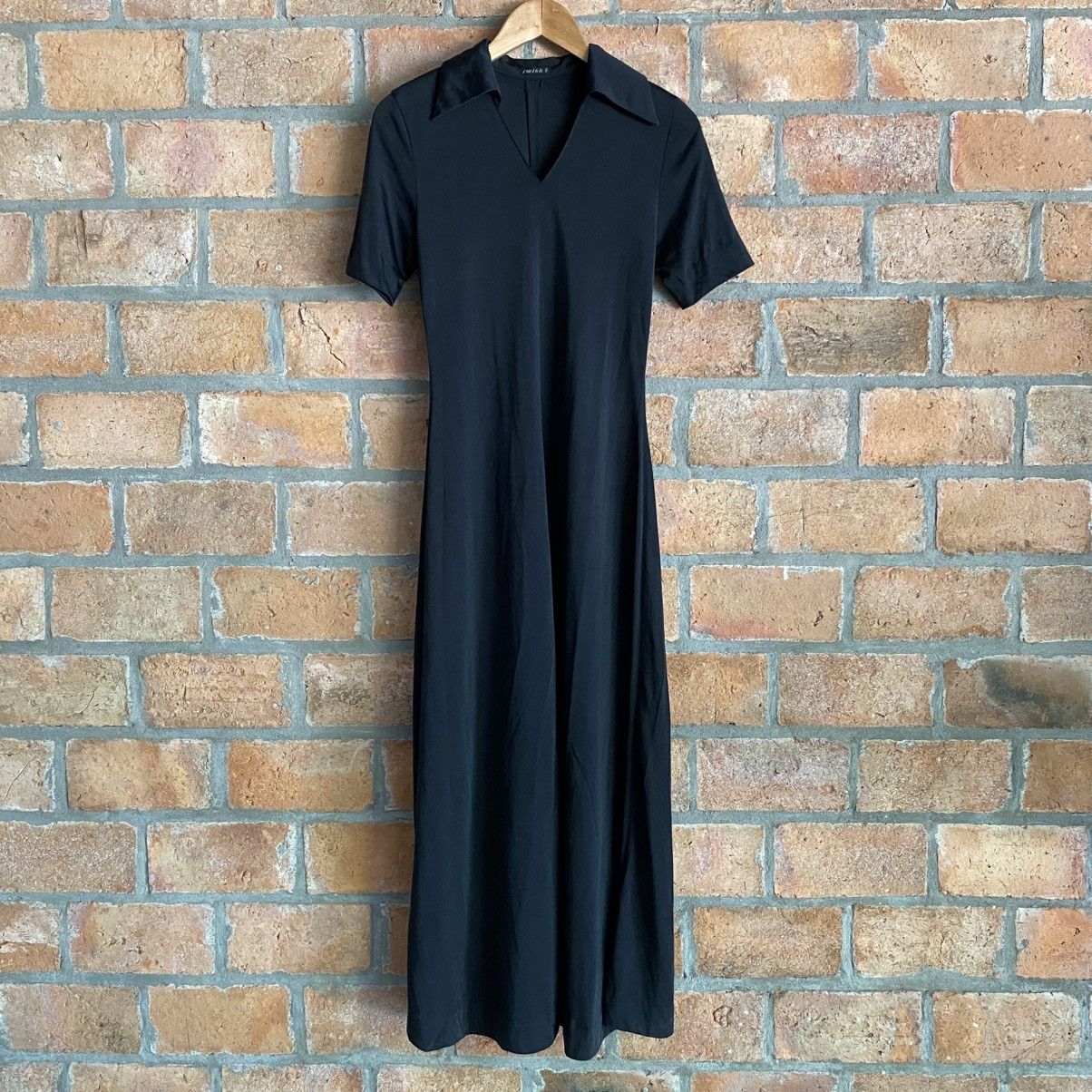 Yohji Yamamoto IWISH Black Collared Midi Shirt Dress Size S / US 4 / IT 40 - 2 Thumbnail