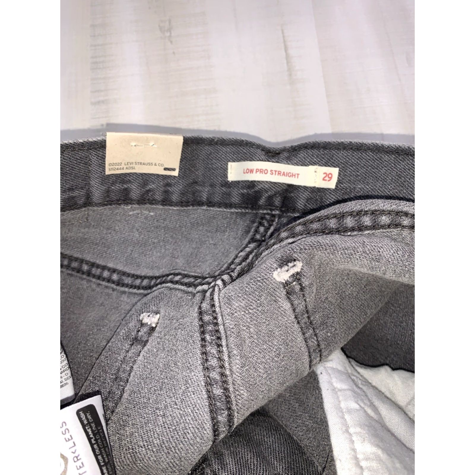 Levi's VINTAGE Levi’s Low Pro Straight Jeans Womens 29 NWT12658 Charcoal Grey Splattered Cotton Blend Denim Members Mens Womens Size 29" - 7 Thumbnail