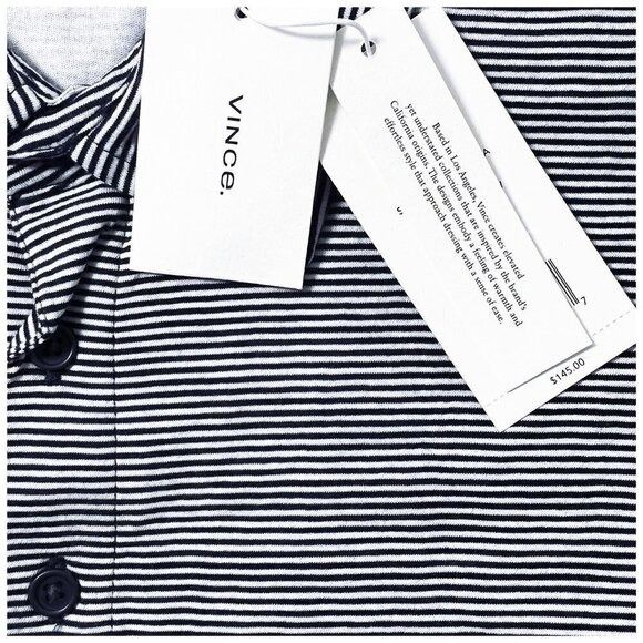 Vince Vince Mens Blue Striped Short Sleeve Layer Collared Button P Size US XL / EU 56 / 4 - 6 Thumbnail