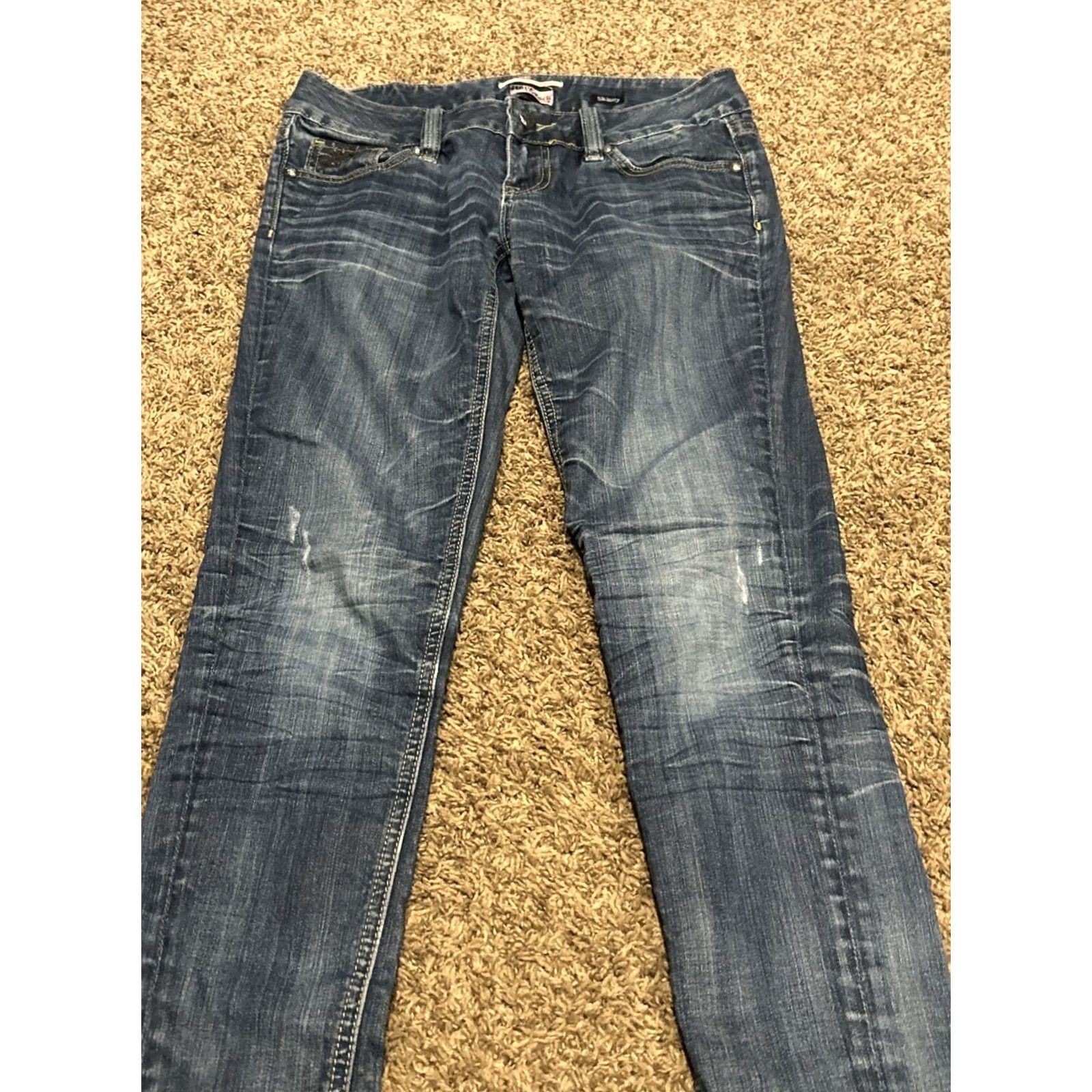Express express rerock Jeans Women’s Size 4 Blue Skinny Cotton Blend B18 Size 27" / US 4 / IT 40 - 2 Thumbnail