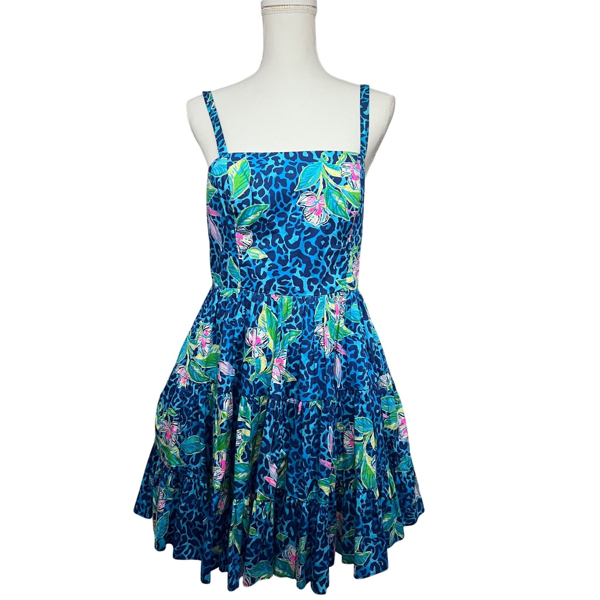 Lilly Pulitzer Lilly Pulitzer Womens Vintage Blue Green Floral Hawaiian Fit Size S / US 4 / IT 40 - 1 Thumbnail