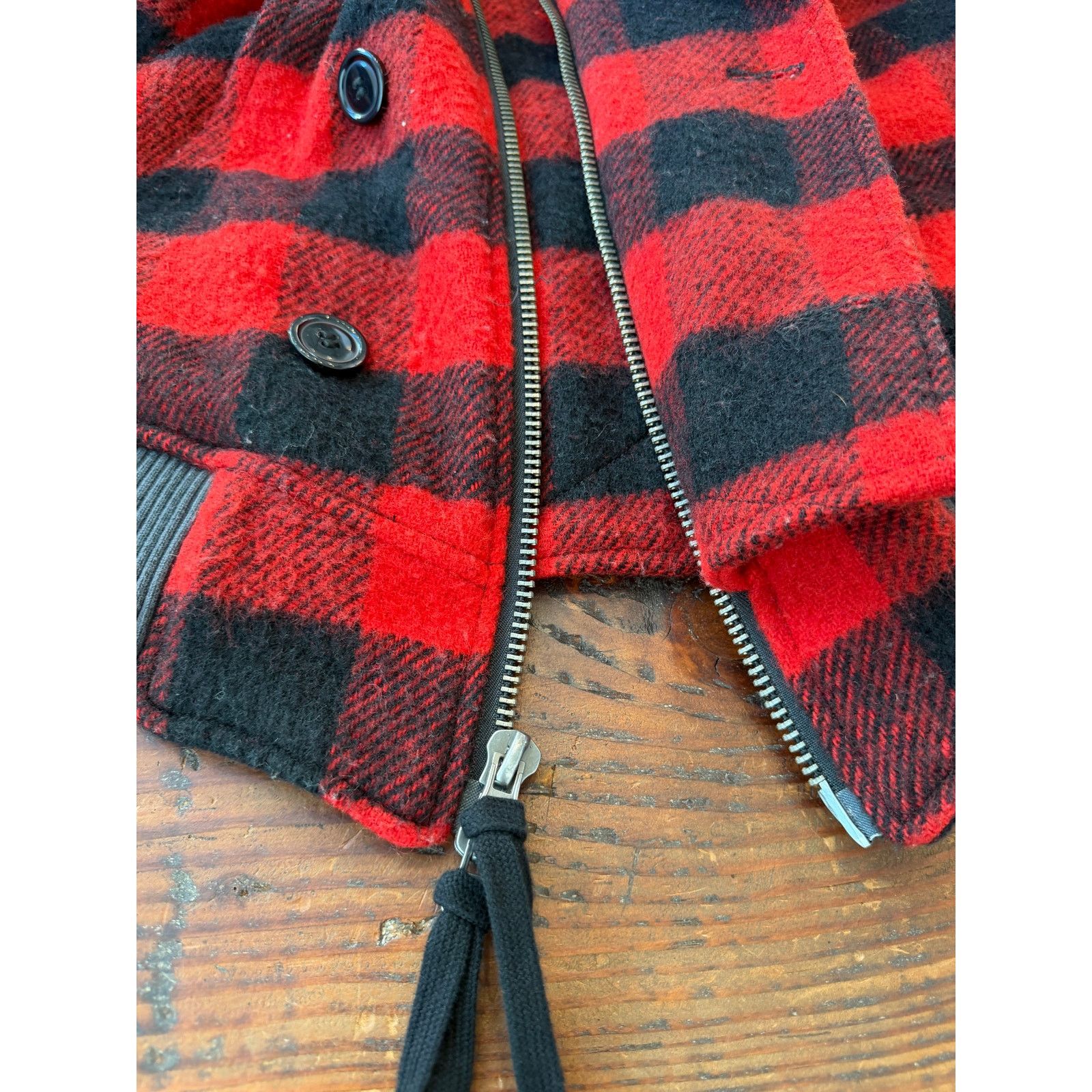 Greg Lauren Greg Lauren Sample Buffalo Plaid Fur Hooded Jacket Size US L / EU 52-54 / 3 - 7 Thumbnail