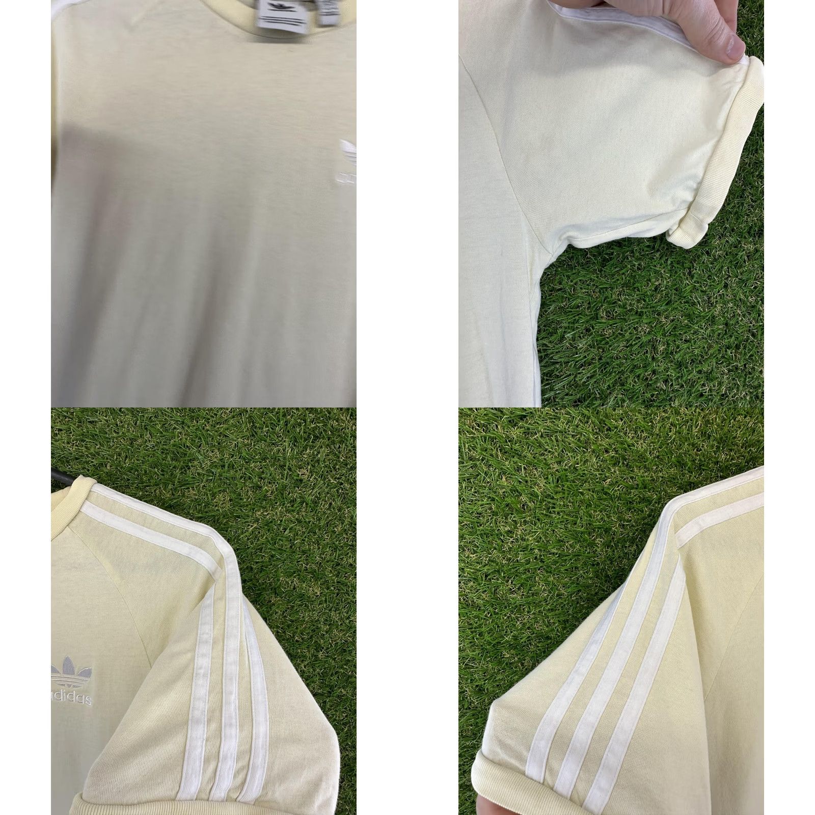 Adidas ADIDAS Shirt Men XS T-Shirt Jersey Classic Crew Neck Short Sleeve 100% Cotton Yellow White Original 3 Stripes Modern Basic Tee Womens Mens Boys Girls Size US XS / EU 42 / 0 - 8 Thumbnail