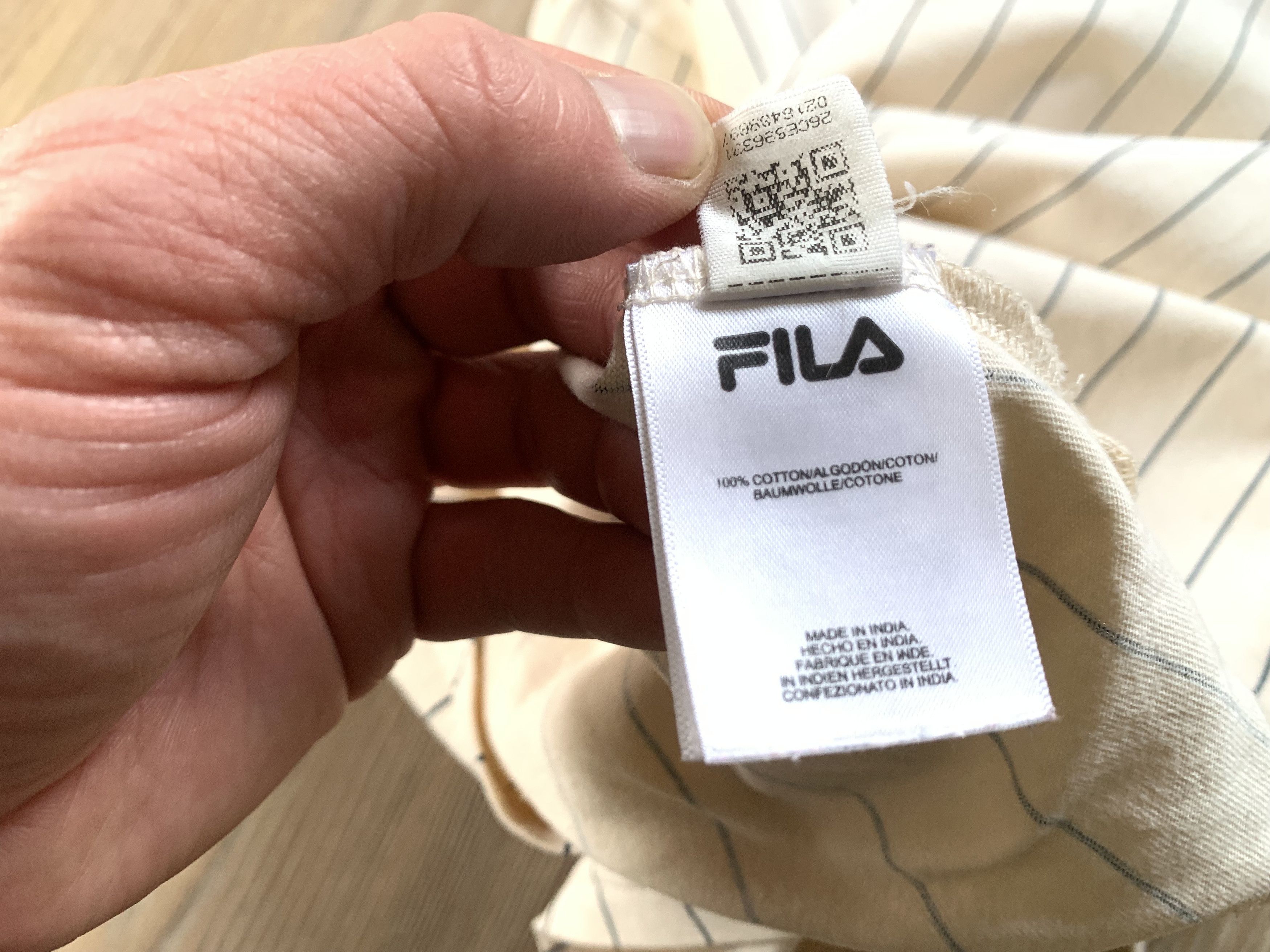 Fila Fila Mens Beige Stripe Cotton T Shirt Size US L / EU 52-54 / 3 - 8 Thumbnail