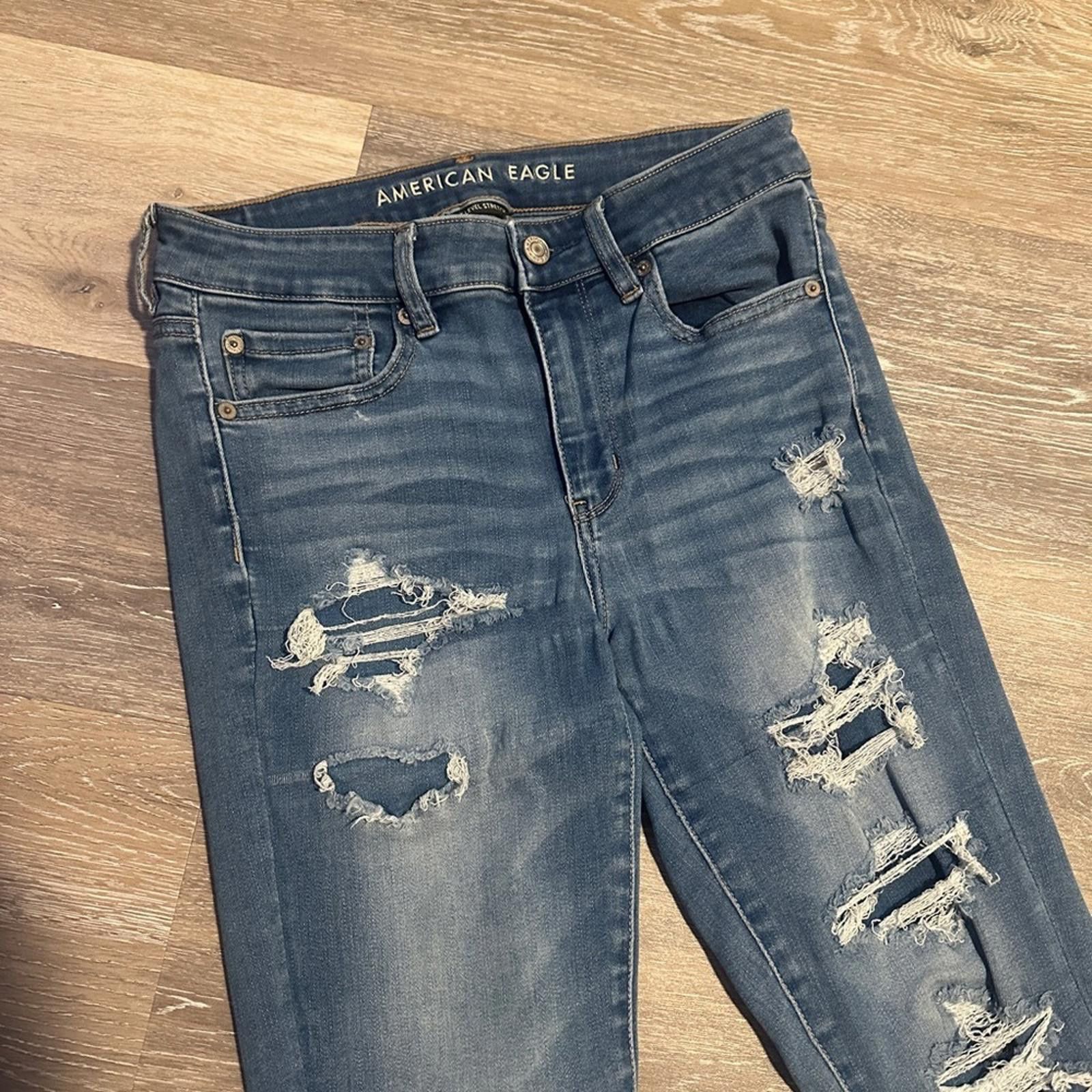 American Eagle Outfitters American Eagle sz 6 Hi-Rise Jean Women's Blue Distressed Size 28" / US 6 / IT 42 - 2 Thumbnail