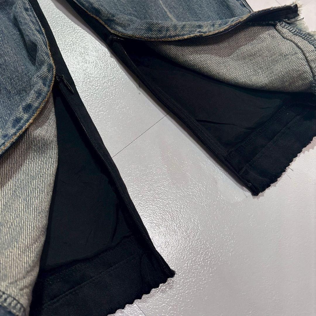 Undercover Studded Cropped Denim Silk Panel Distressed Knees Zip Hem Size US 30 / EU 46 - 7 Thumbnail