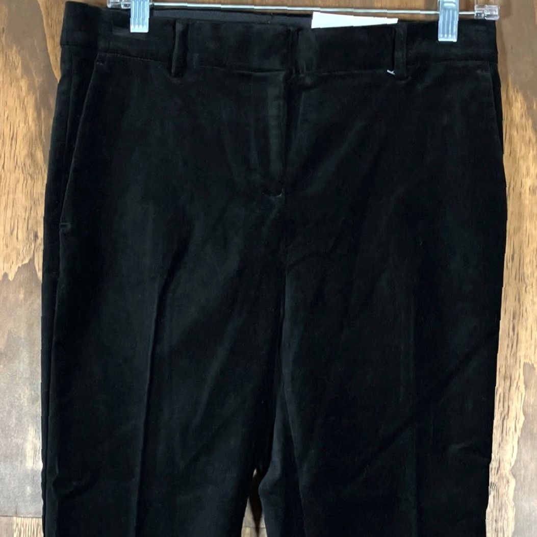 Ann Taylor VINTAGE Ann Taylor Women Pants Black Velvet Petite Mid Rise Slim Ankle Stretch 2P Size 30" / US 8 / IT 44 - 2 Thumbnail