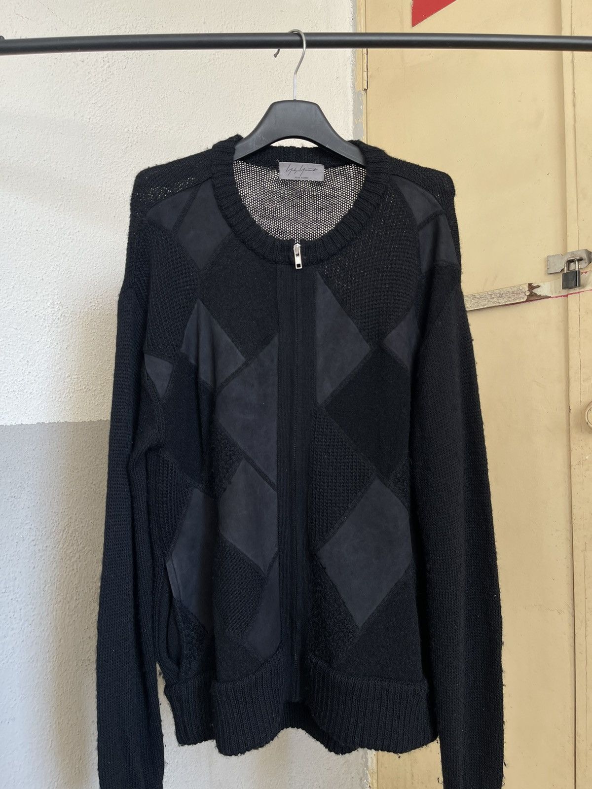 Yohji Yamamoto Yohji Yamamoto Pour Homme Geometric Knit Full Zip Wool Size US L / EU 52-54 / 3 - 10 Thumbnail