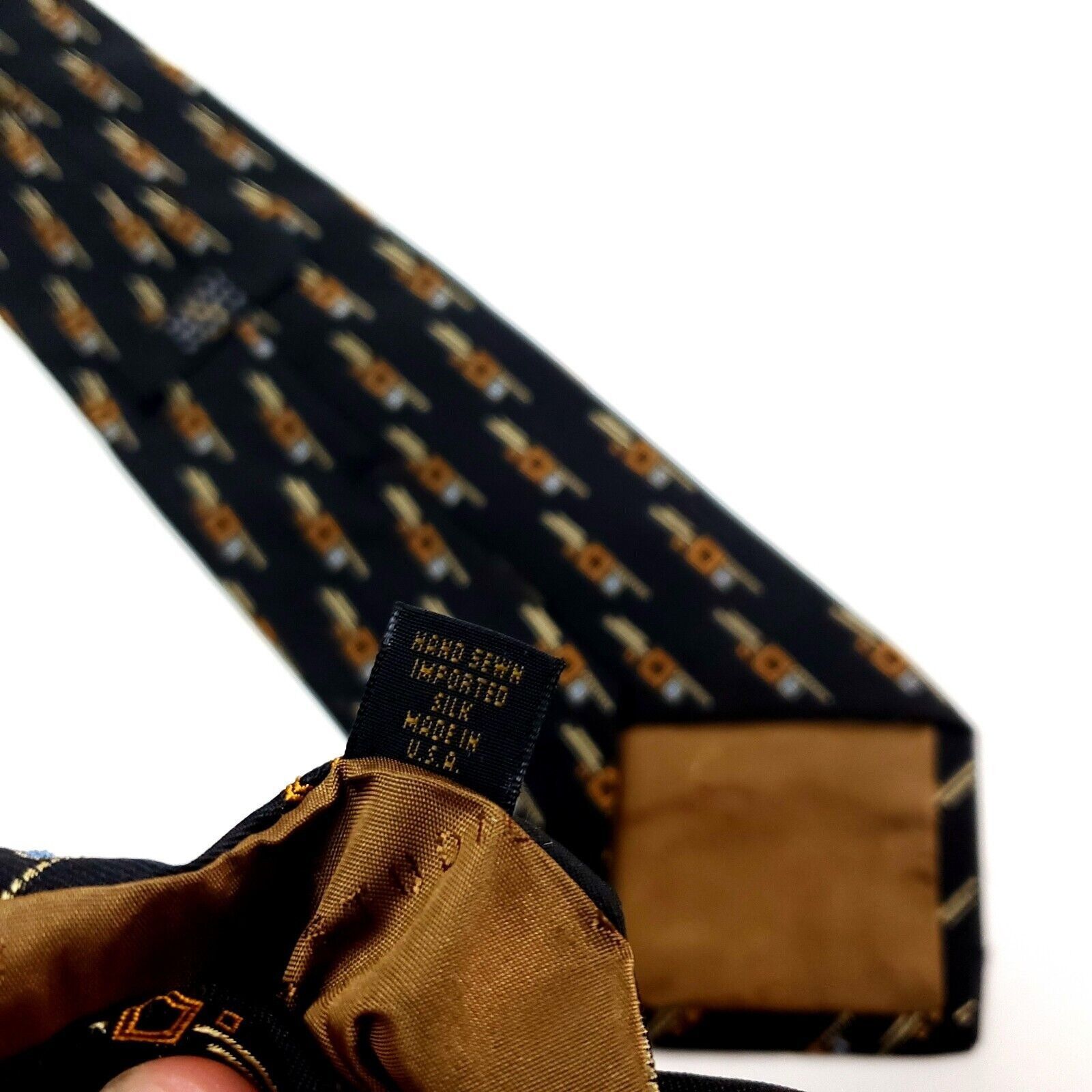 Robert Talbott Robert Talbott Silk Tie Woven Charcoal Brown Wide Geometric Size ONE SIZE - 4 Thumbnail