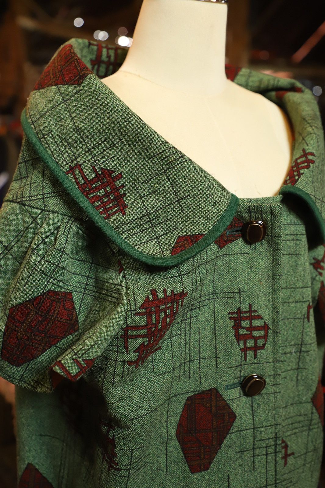 Japanese Brand × Vintage 90s Green Shirt Mini Dress Special Collar Button Up Vintage Size L / US 10 / IT 46 - 3 Thumbnail