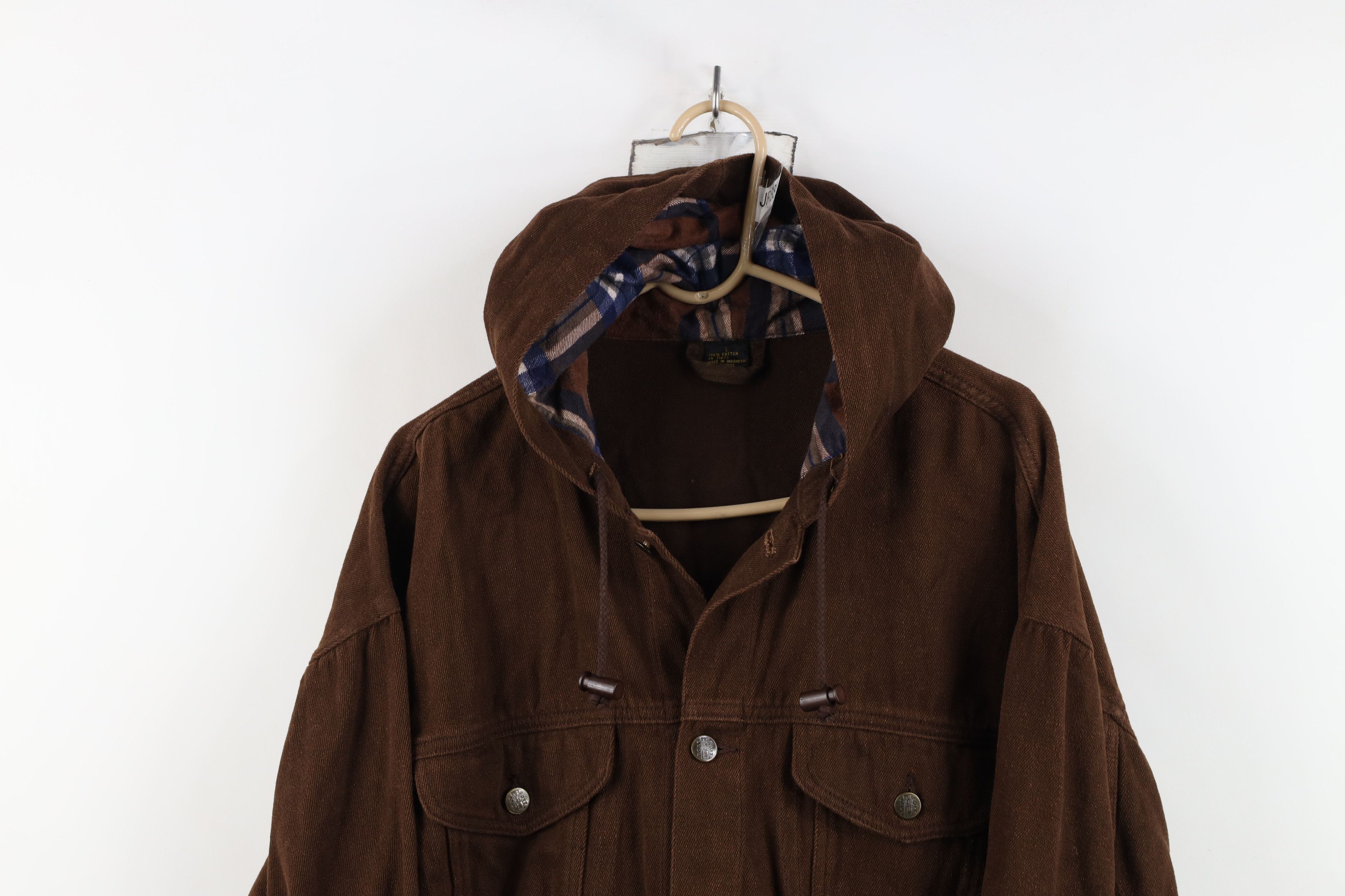 Vintage Vintage 90s Streetwear Fit Hooded Denim Trucker Jacket Brown Size US L / EU 52-54 / 3 - 2 Thumbnail