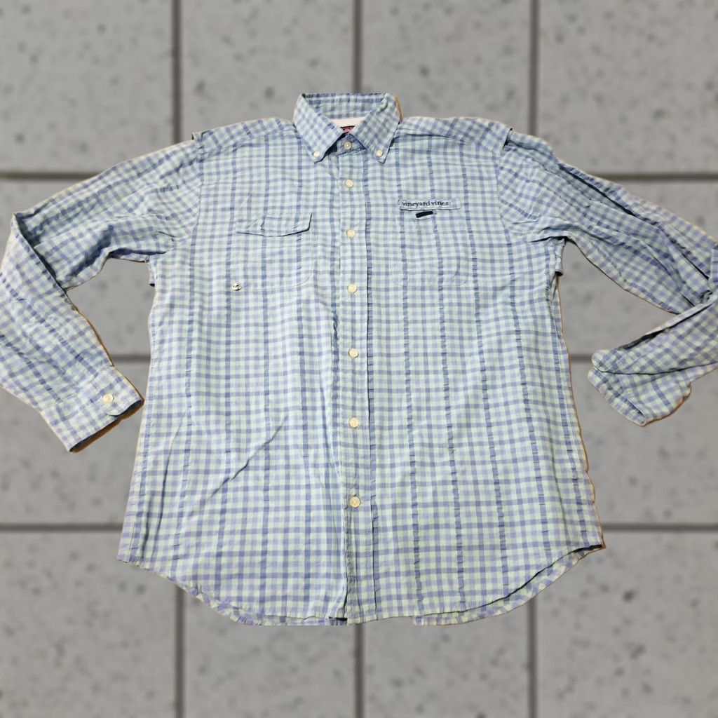 Vineyard Vines Mens vineyard vines Blue Button Shirt M Medium Size 40R - 1 Thumbnail