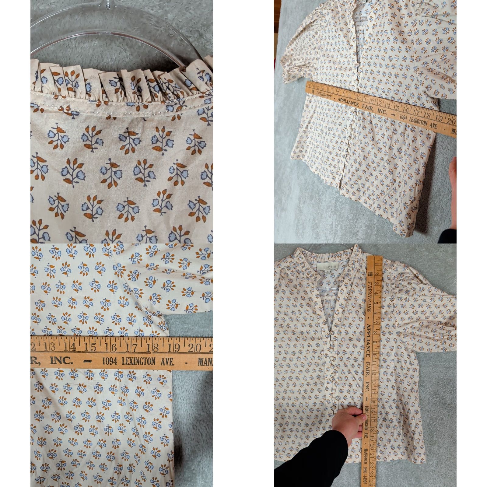 Vintage PINCH Floral Puff Sleeve Blouse Ruffle Neck Button Front Top M Cottagecore Women Size M / US 6-8 / IT 42-44 - 8 Thumbnail