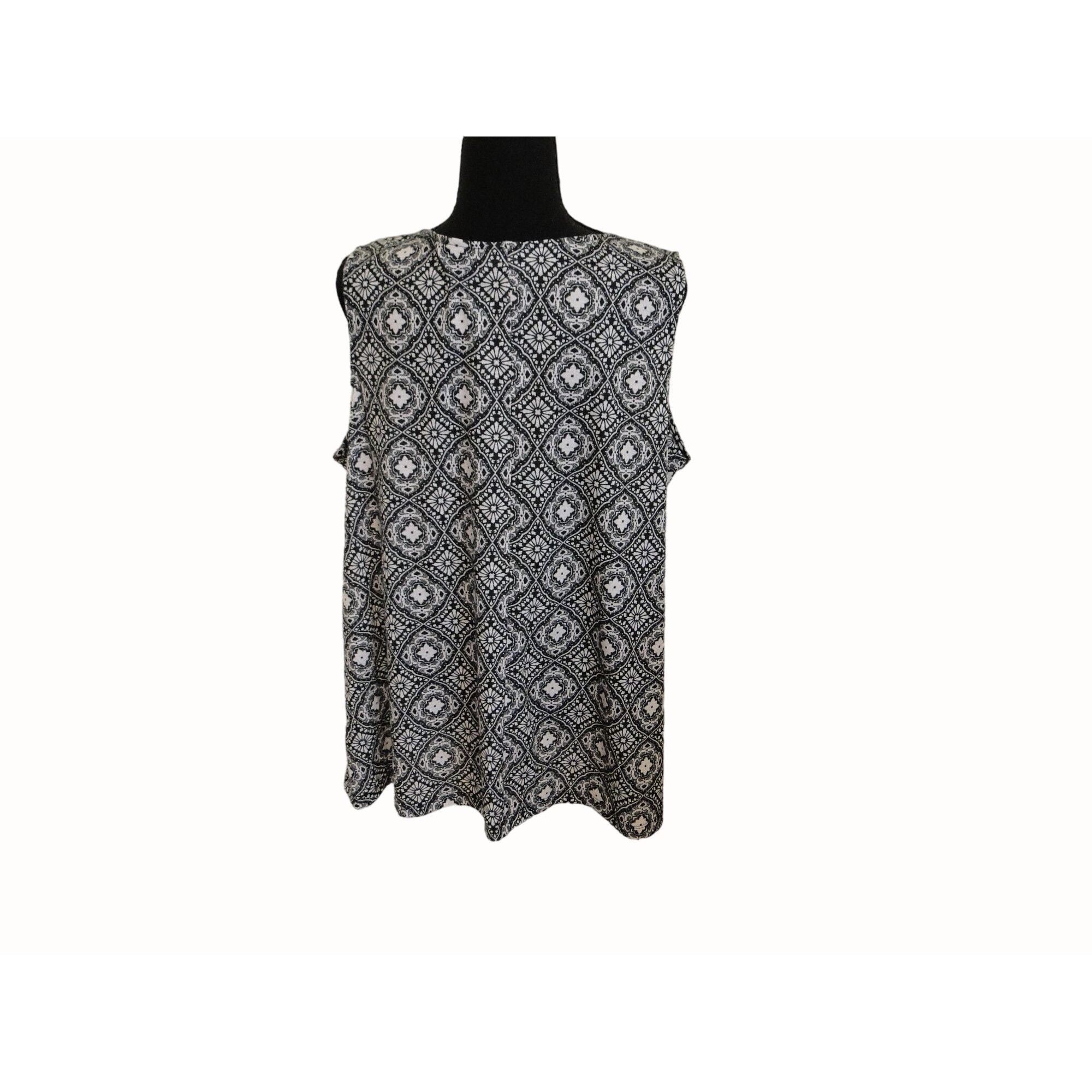 Other Catherines Tank Top Womens Petite 1X 18/20P Black White Geom Size XXL / US 16-18 / IT 52-54 - 3 Thumbnail