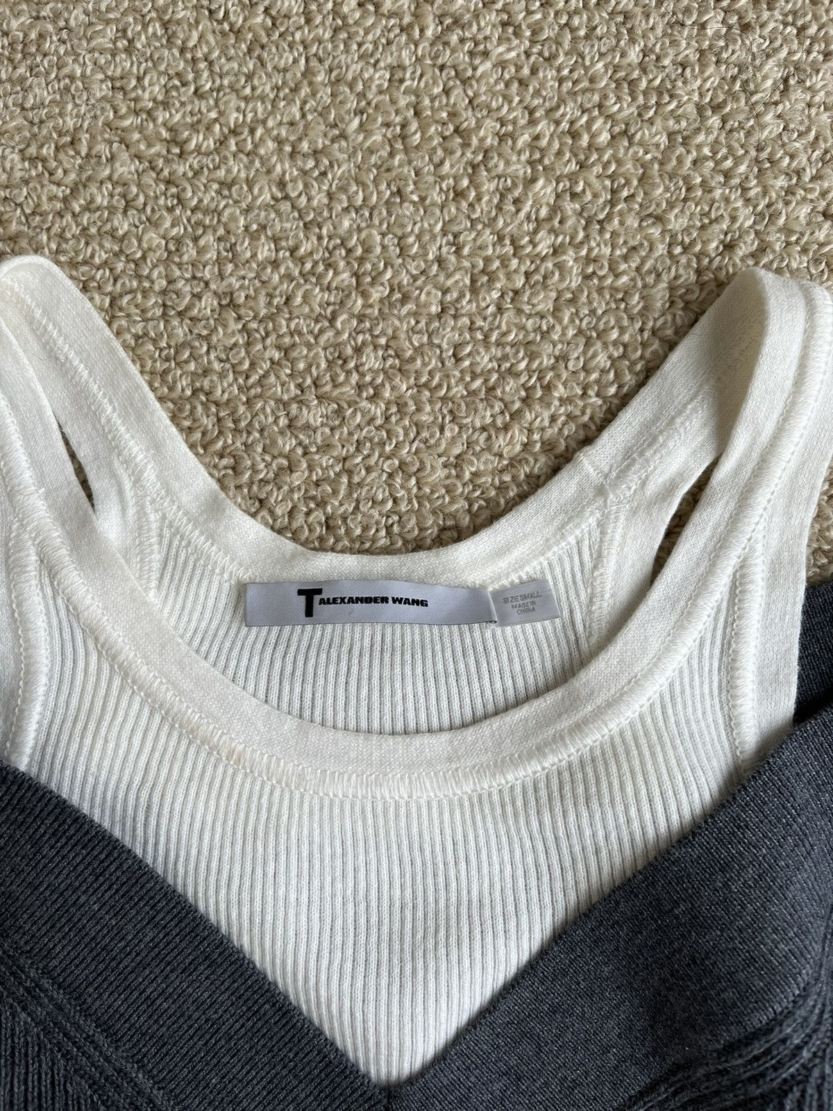 Rubbed Off-Shoulder Wool Sweater With Tank