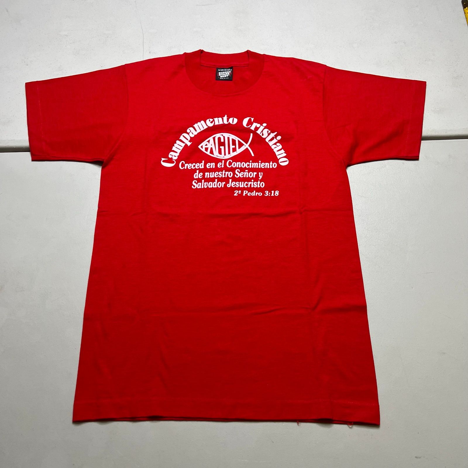 Vintage Vintage 90’s Single Stitch Red Campamento Cristiano Medium Size US M / EU 48-50 / 2 - 1 Thumbnail