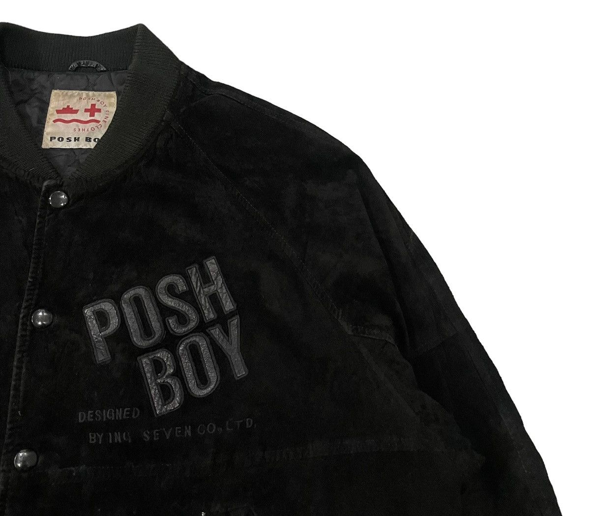 Japanese Brand Vintage Poshboy Blackout Pig Skin Leather Varsity Jacket Size US L / EU 52-54 / 3 - 3 Thumbnail