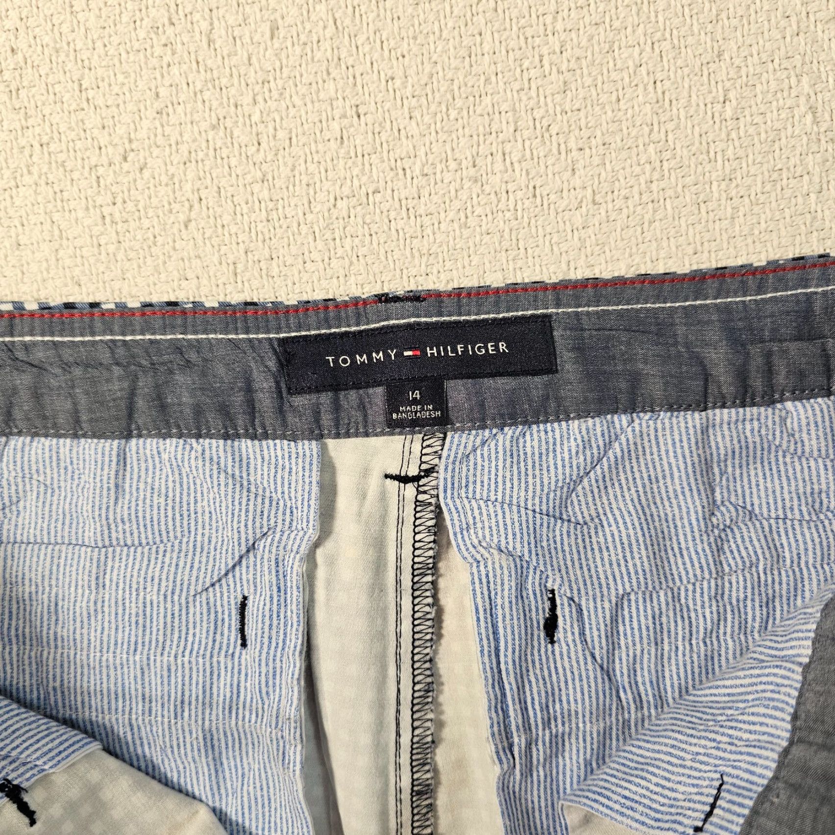 Tommy Hilfiger Tommy Hilfiger Women's Blue and White Check Plaid Straight Fit Pants 14 Size 36 in Waist Inseam 26.5 in Chino Size 36" / US 14 / IT 50 - 3 Thumbnail